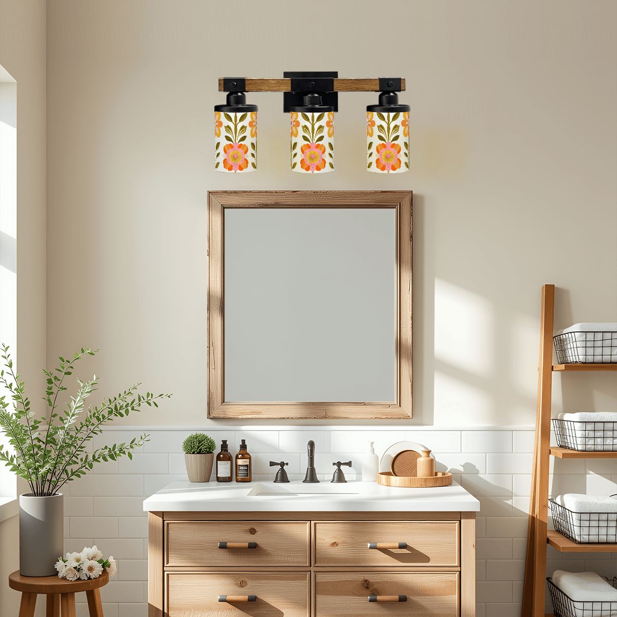 Mid Century Modern Scandinavian Floral Modern Danish Vanity Light Fixture - Mid Century Modern Gal
