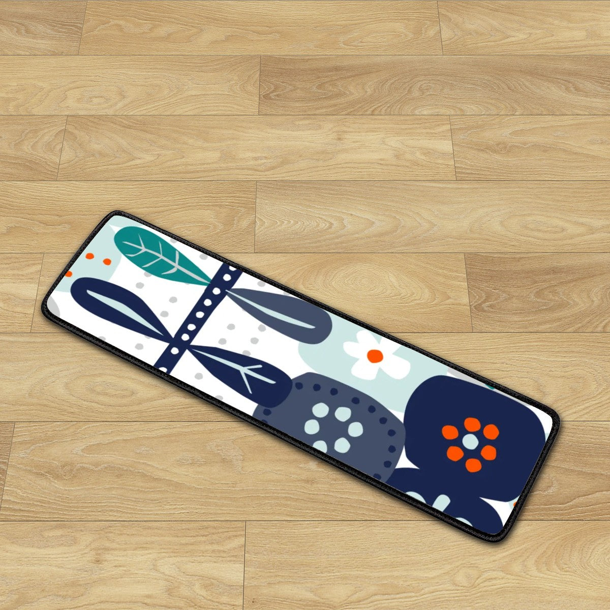 Mid Century Modern Hygge Modern Danish Blue, Orange Non Slip Carpet for Stairs Treads - Mid Century Modern Gal
