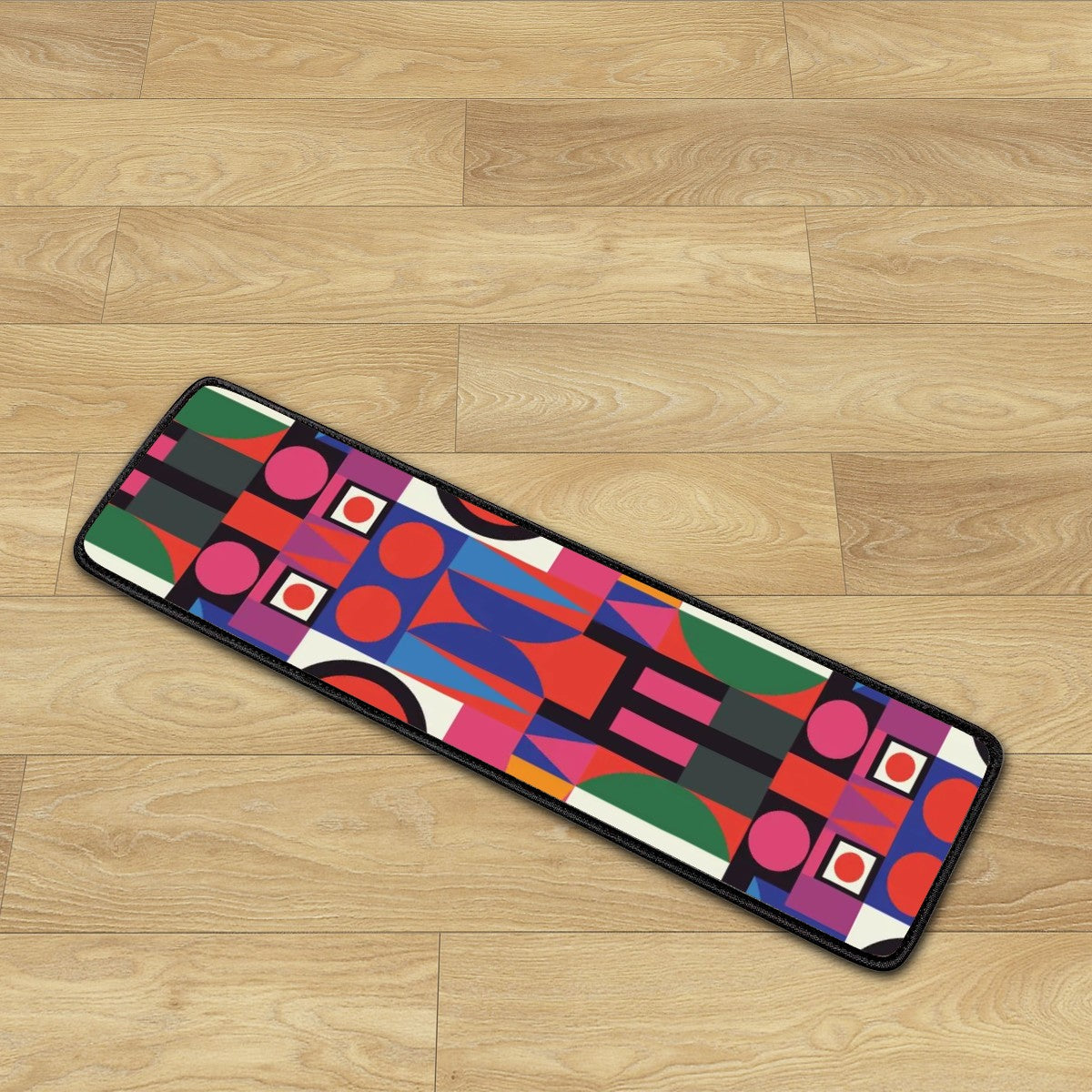 Mid Century Modern Bauhaus Geometric Red, Green Black, Mod Non Slip Carpet for Stairs Treads - Mid Century Modern Gal