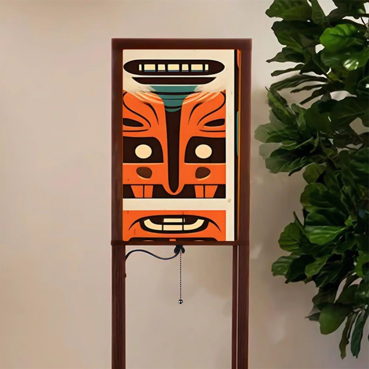 Mid Century Modern Tiki Idol, Tiki Totem Mid Mod Floor Lamp With Shelves - Mid Century Modern Gal