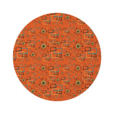 Mid Century Modern Atomic Starburst, Orange, Geometric, Retro Round Rug Home Decor 60" × 60" Mid Century Modern Gal