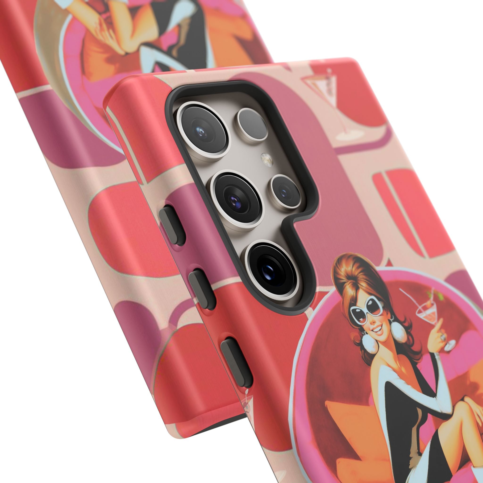 Mid Mod 60s Mod Gal, Kick Back Enjoy, Retro Chic Phone Case with Cocktail Design