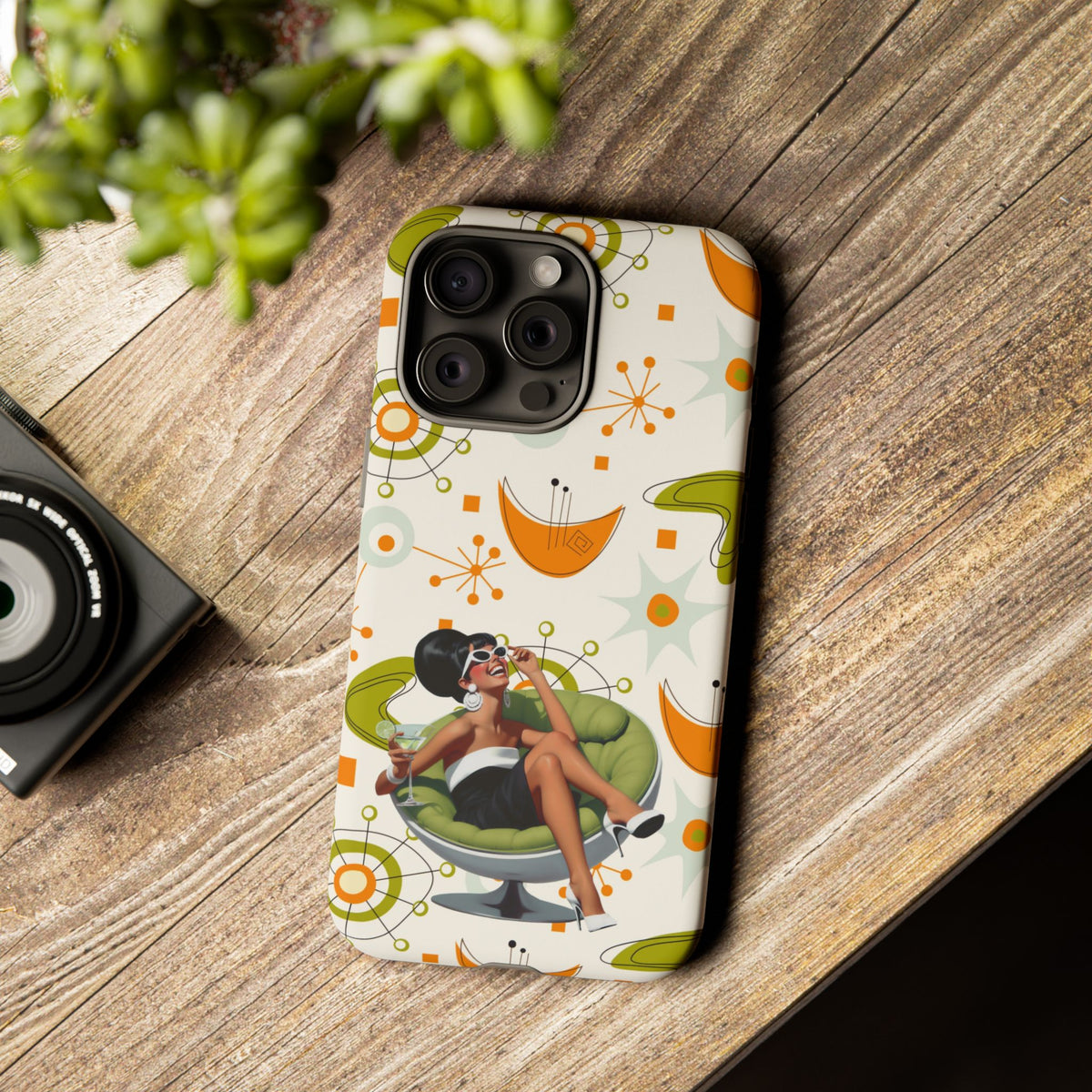 Mid Century Modern Atomic Starburst Mid Mod 60s Gal Retro Chic Tough Phone Case with Vintage Glamour Design