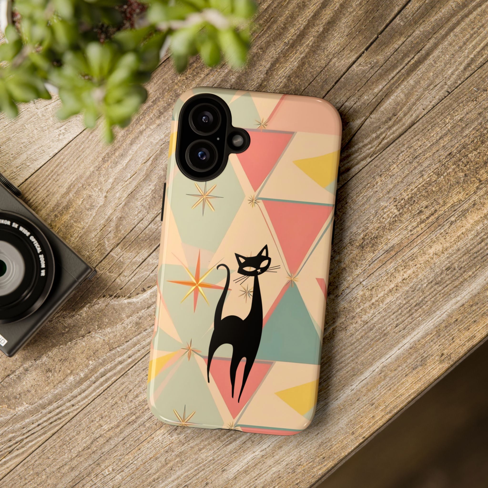 Atomic Cat Mid Mod Retro Cat Phone Case | Tough Cases with Vintage Vibe | Ideal for Cat Lovers