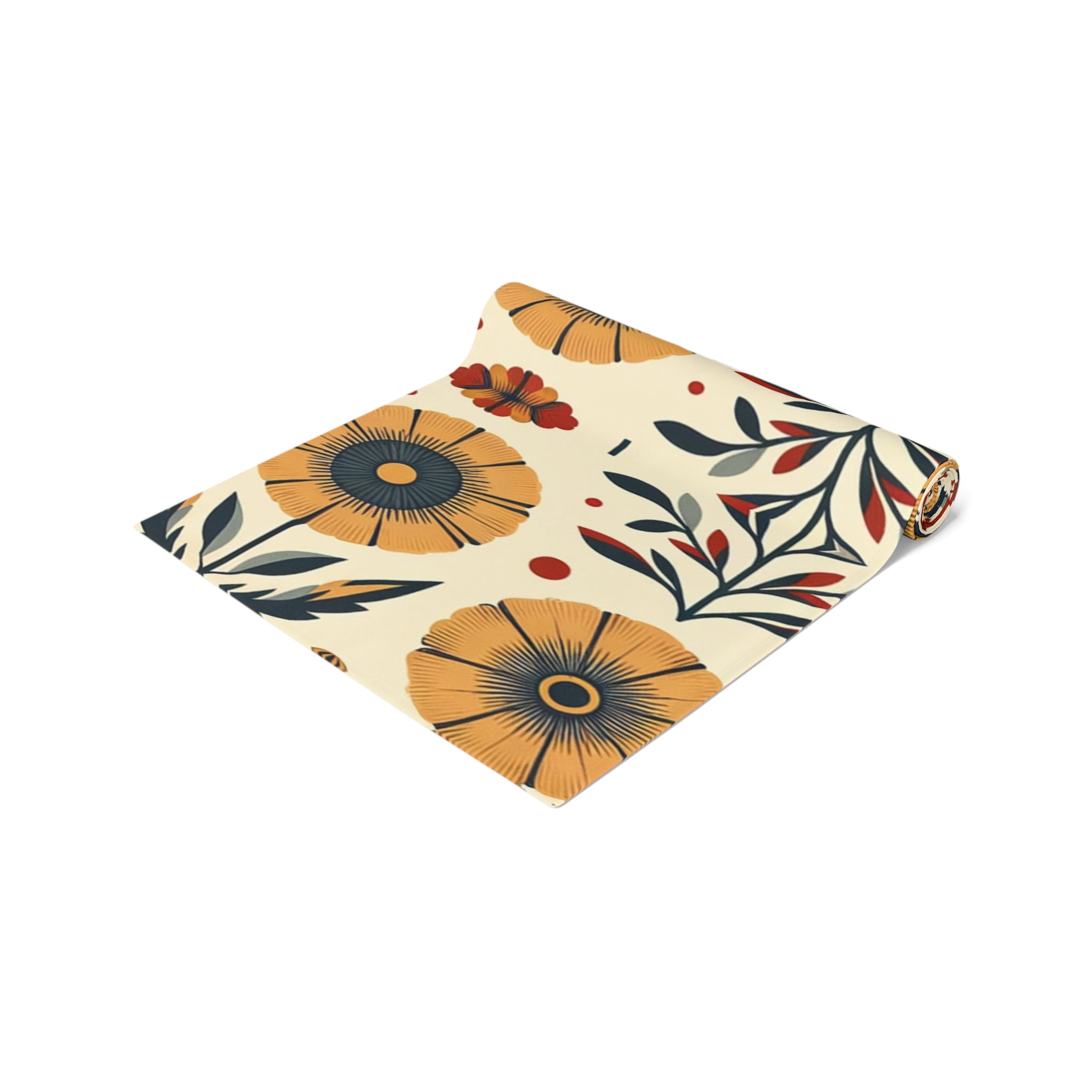 Scandinavian Modern Danish Design, Poppy, Marigold, Floral MCM Table Runner - Mid Century Modern Gal
