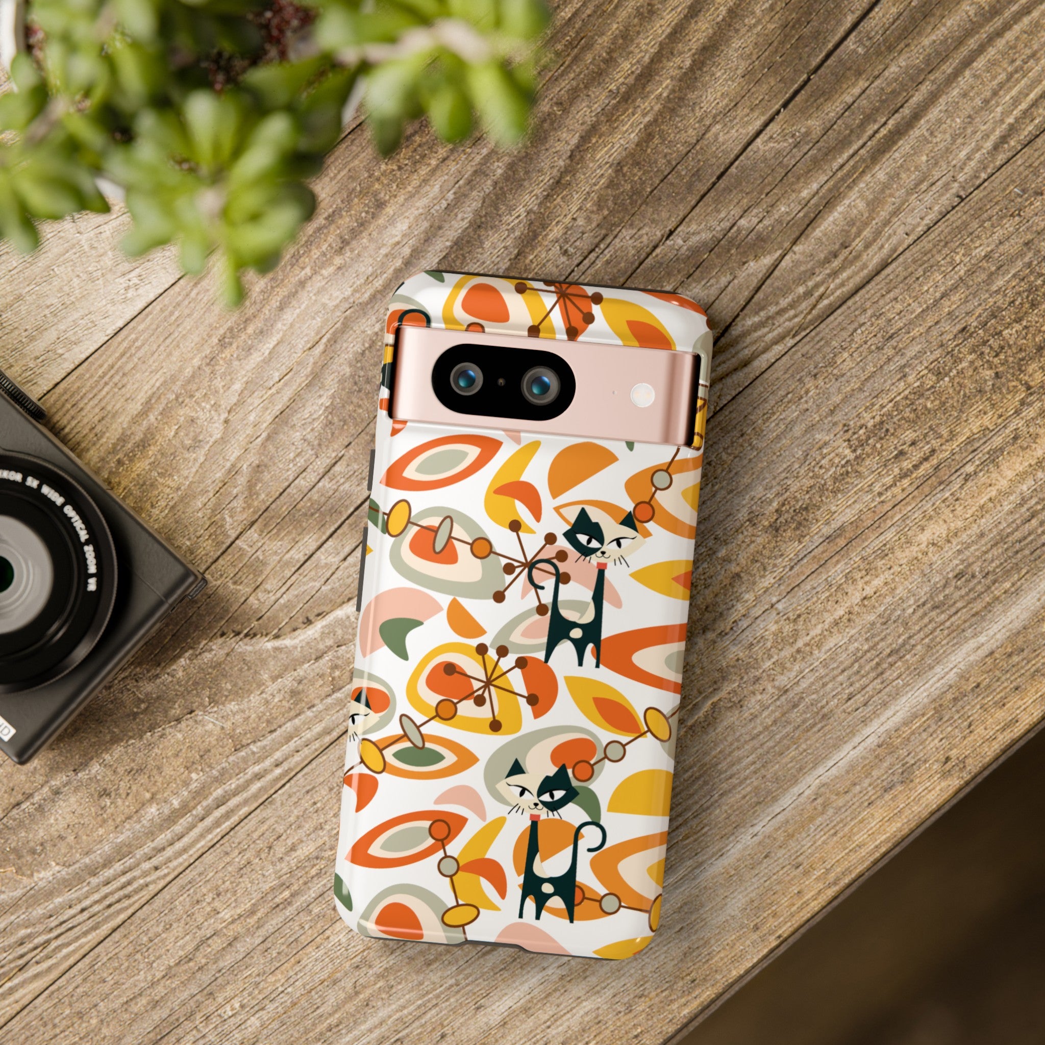 Atomic Cat Mid Mod Orange, Yellow, Groovy Cat Smart Phone Tough Cases