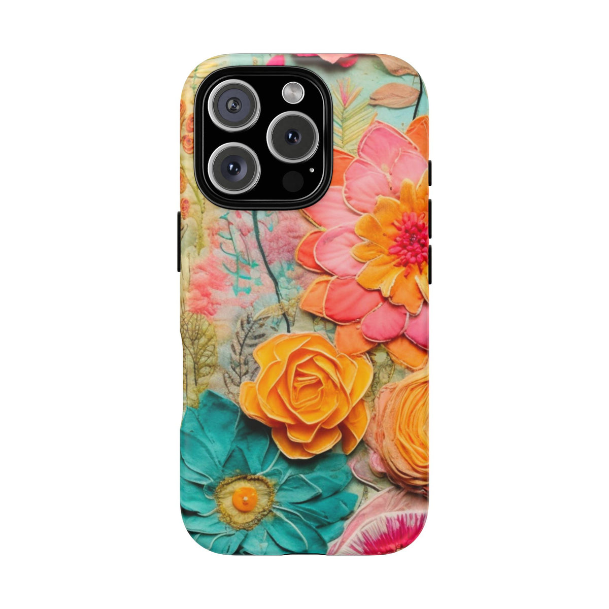 Boho Retro Floral Faux Pressed Flowers Smart Phone Tough Phone Cases