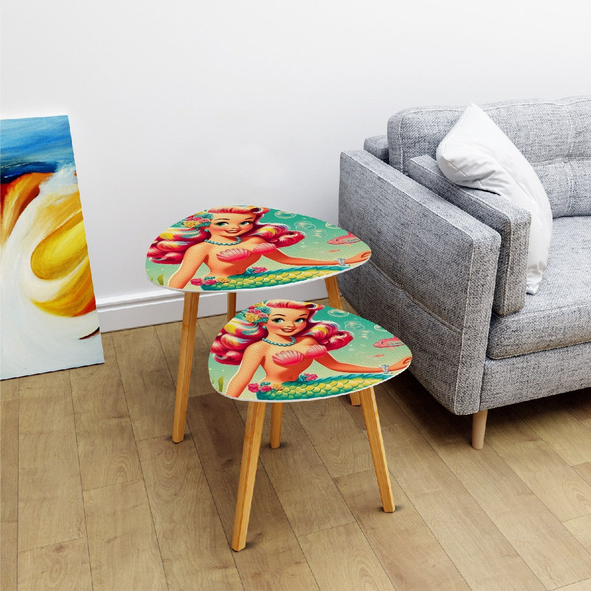 Kitschy 50s Mermaid Mid Century Modern Nesting Tables - Mid Century Modern Gal