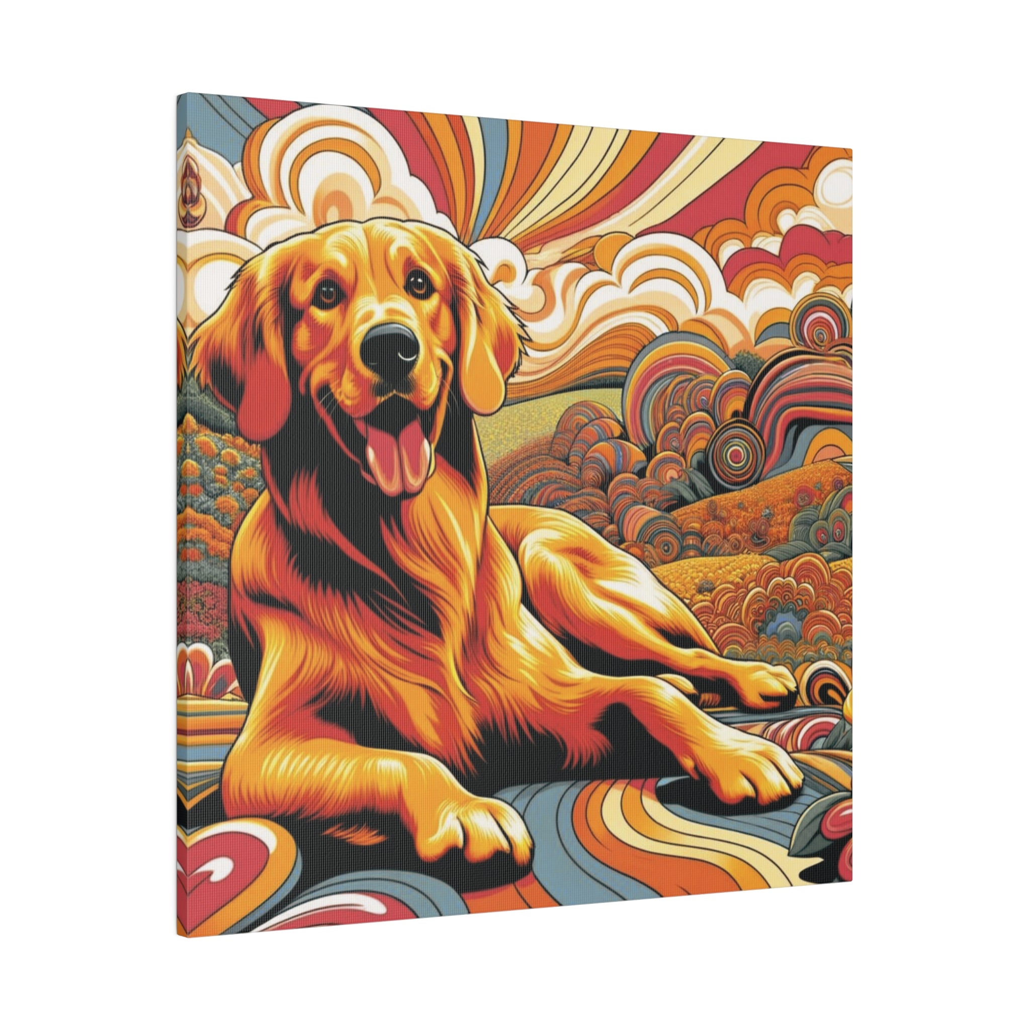 Golden Retriever Gift, Retro Wall Art, Groovy Hipster Style Mod, Golden Mom Dog Lover Wall Art - Mid Century Modern Gal