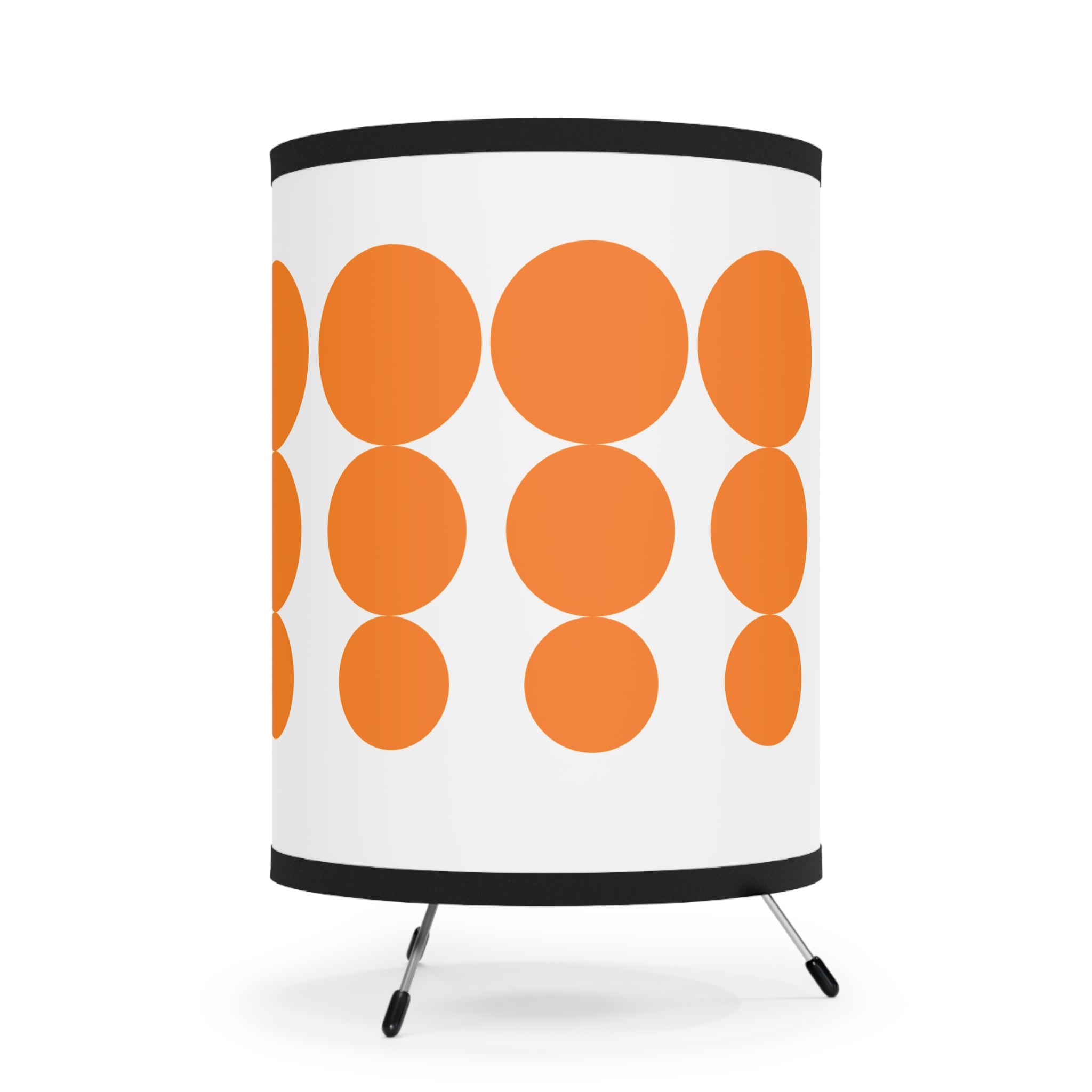 Pyrex Orange Dot, Minimalist Modern Tripod Lamp with Orange Dots - Mid Century Modern Gal