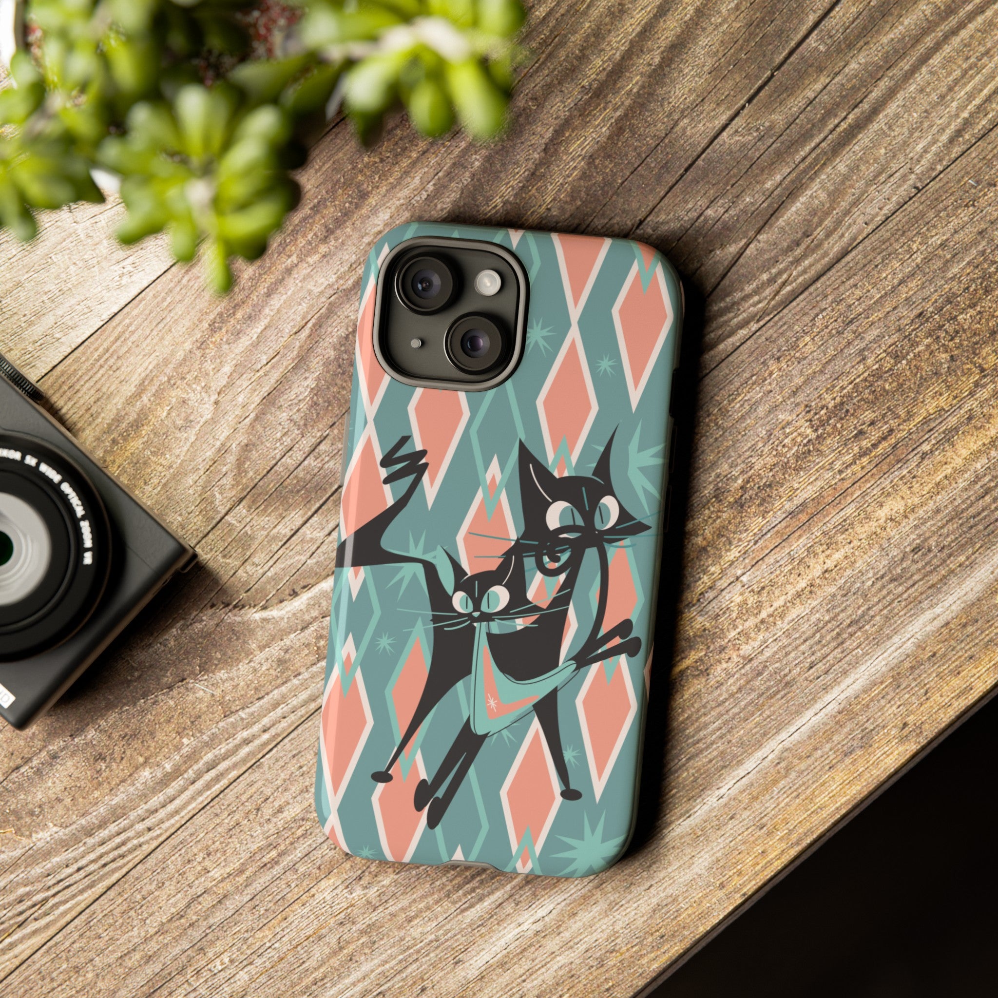 Mid Mod Atomic Cat Kitschy Retro Chic Samsung, Smart Phone Tough Cases - Mid Century Modern Gal