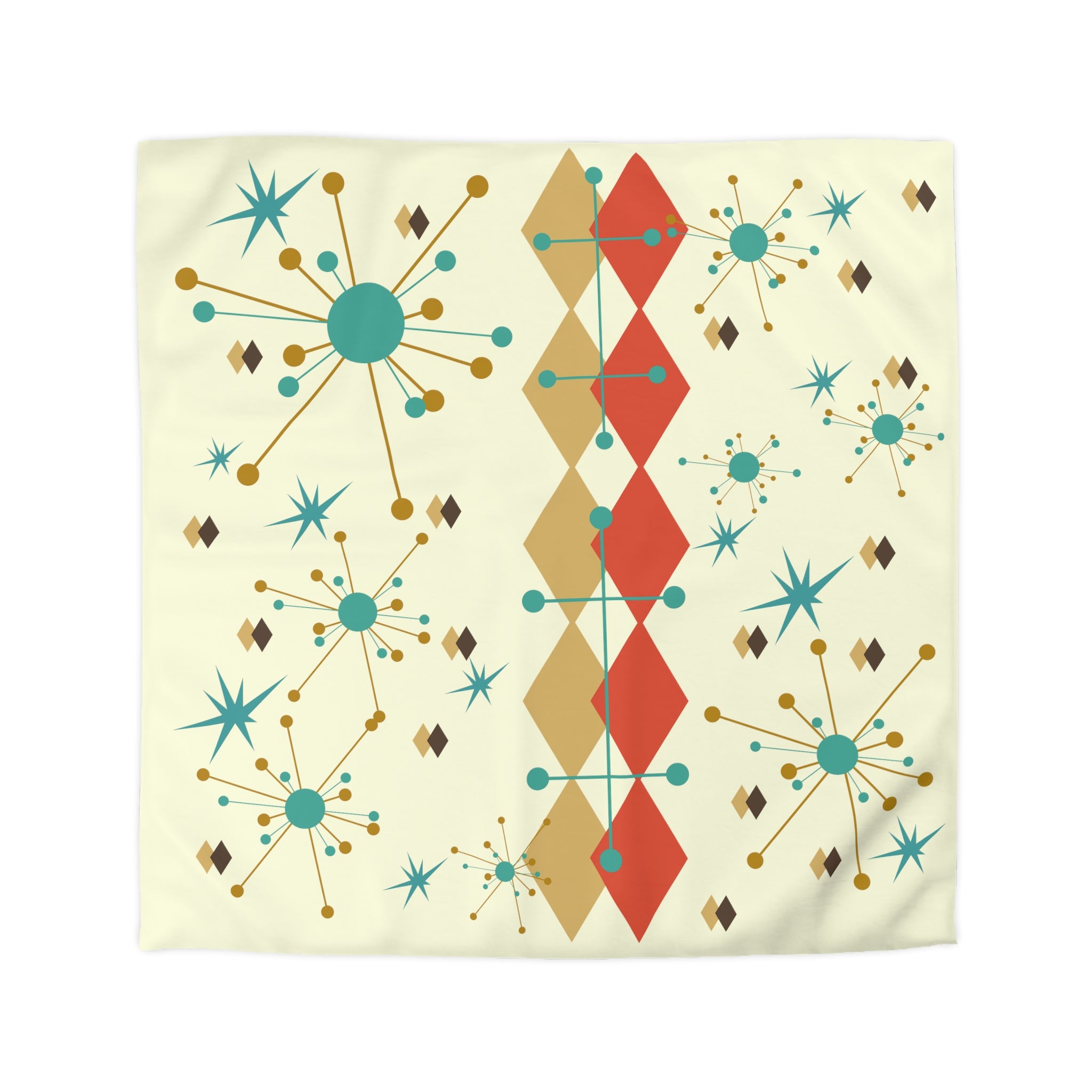 Mid Century Modern Bedding, Atomic Starburst, Sputnik, Franciscan Design, MID Mod Retro, Microfiber Duvet Cover - Mid Century Modern Gal