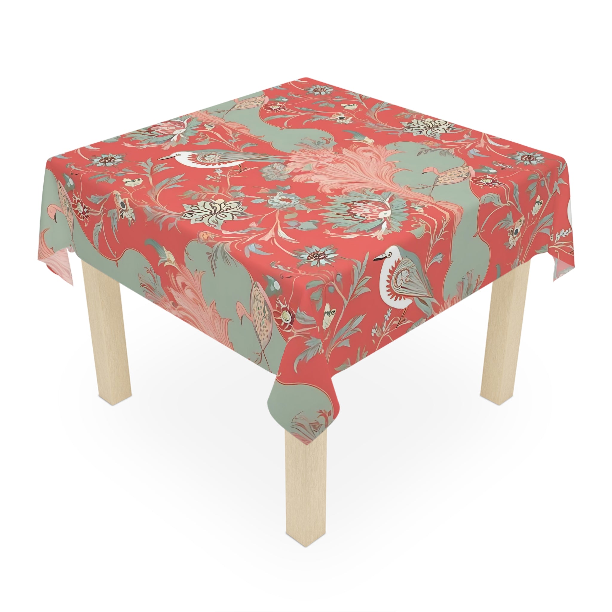 Chinoiserie Vintage Floral Tablecloth – Elegant Home Décor - Mid Century Modern Gal