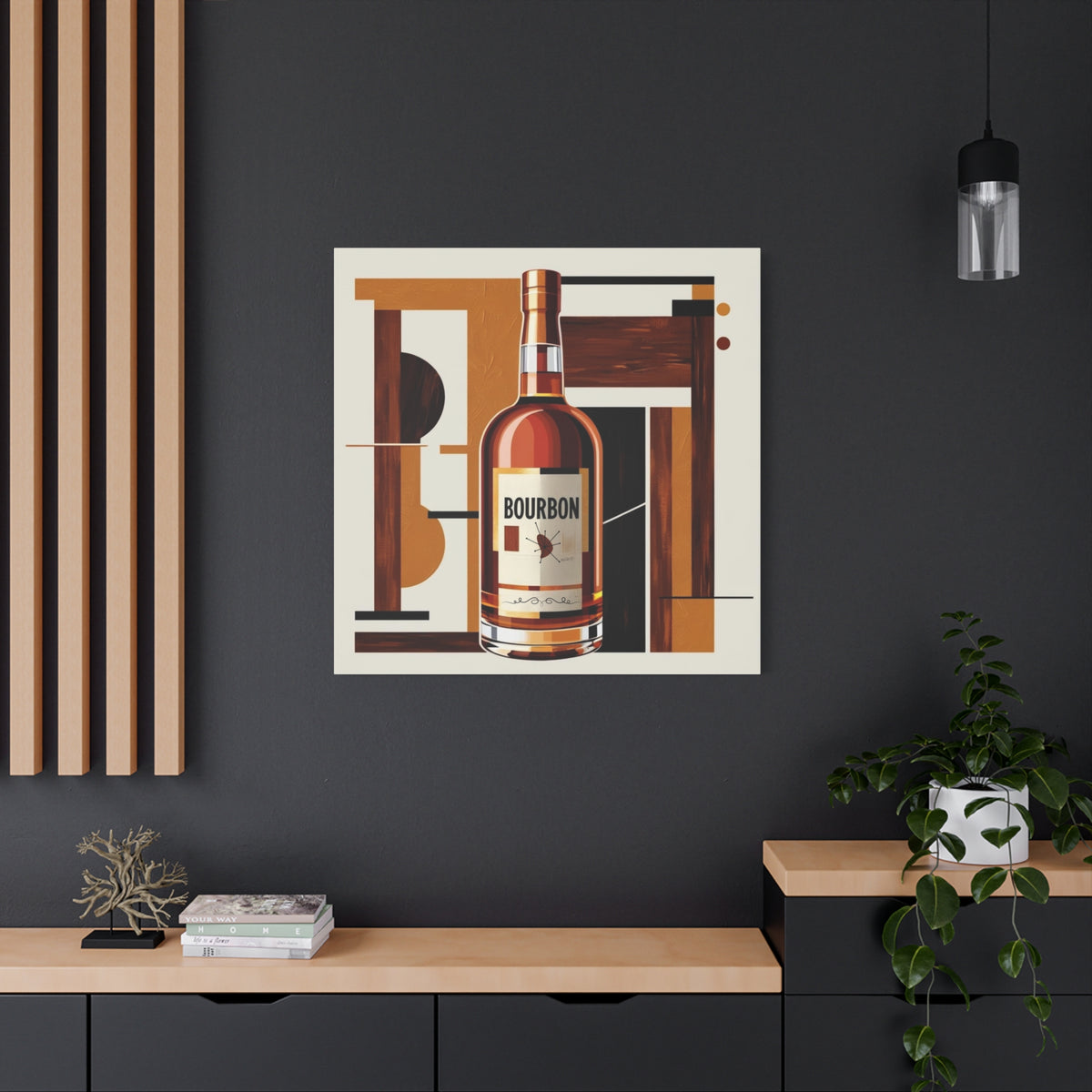 Abstract Bourbon Mid Mod Bauhaus Bourbon Lover Wall Art Canvas - Mid Century Modern Gal