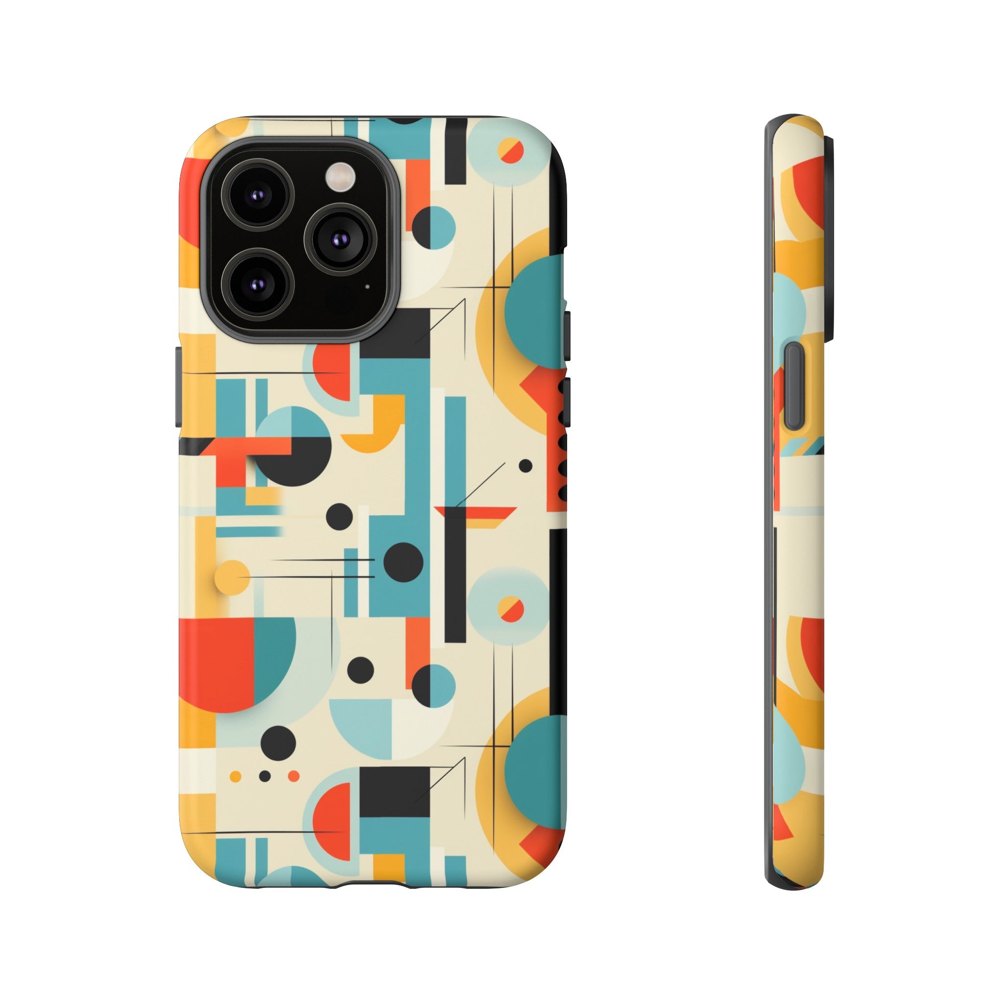 Bauhaus Designed Mid Mod Geometric Groovy Smart Phone, iPhone, Samsung Compatible Tough Cases