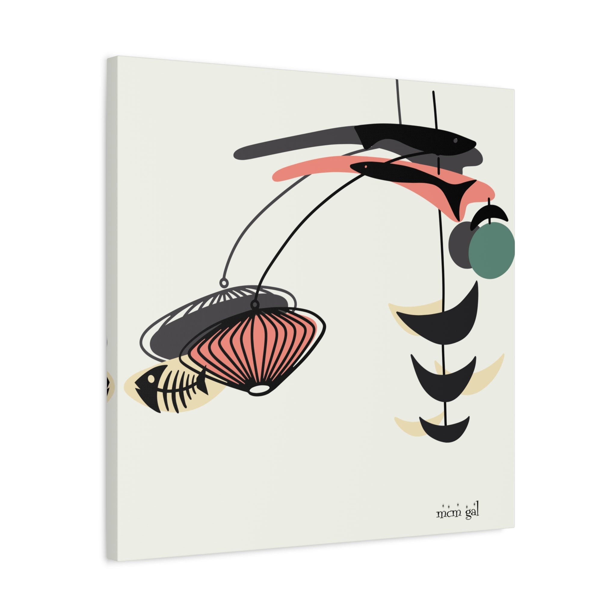Mid Century Modern Fish Art, Modern Abstract Wall Art Canvas - Mid Century Modern Gal