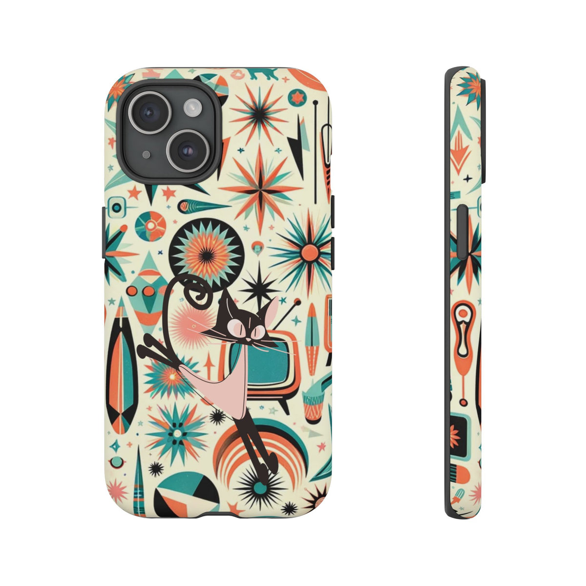 Atomic Kitty Boomerang Space Kitty Mid Century Modern Samsung, Smart Phone, Tough Cases