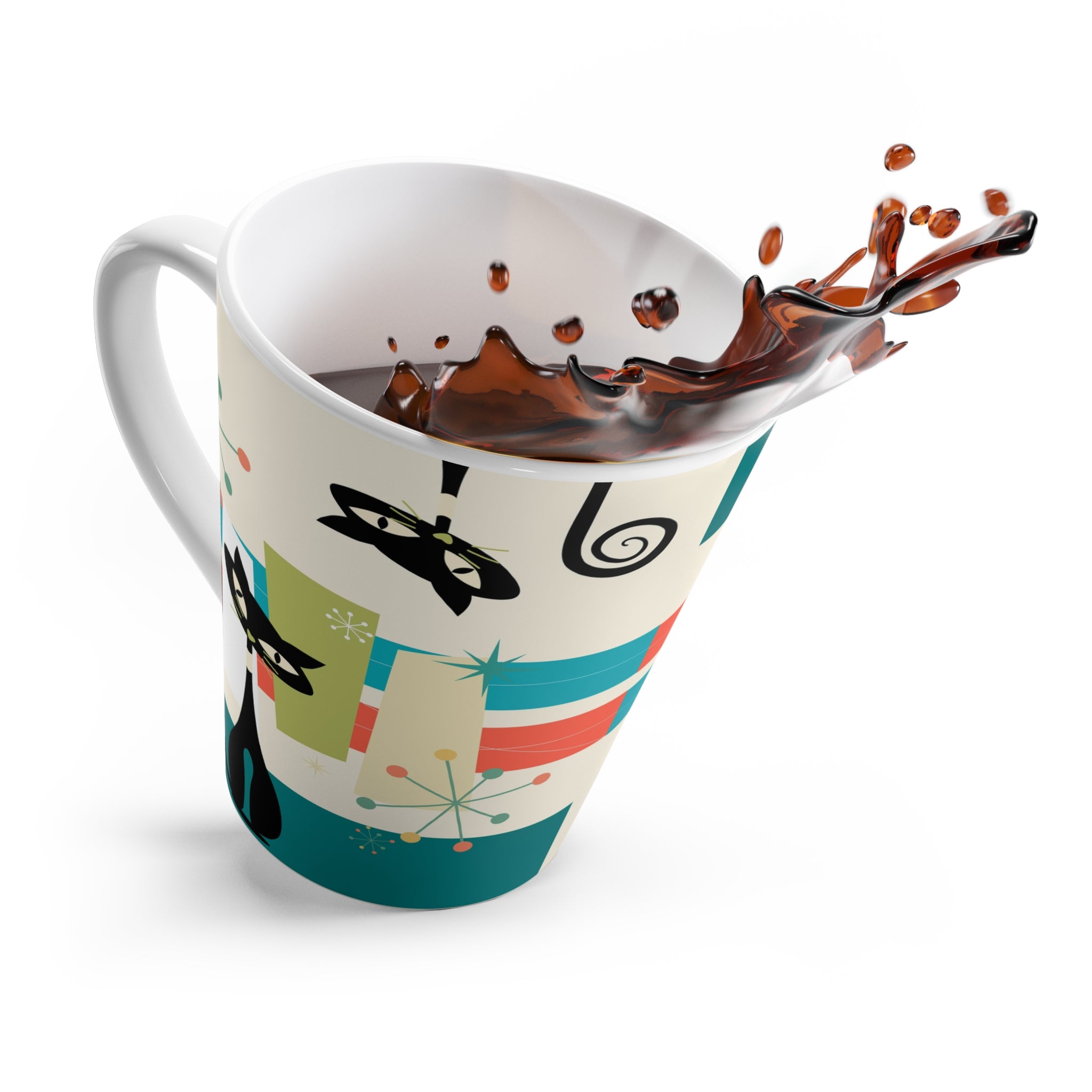 Atomic Cats, Quirky Kitschy Mid Century Modern, Coffee, Tea Latte Mug - Mid Century Modern Gal