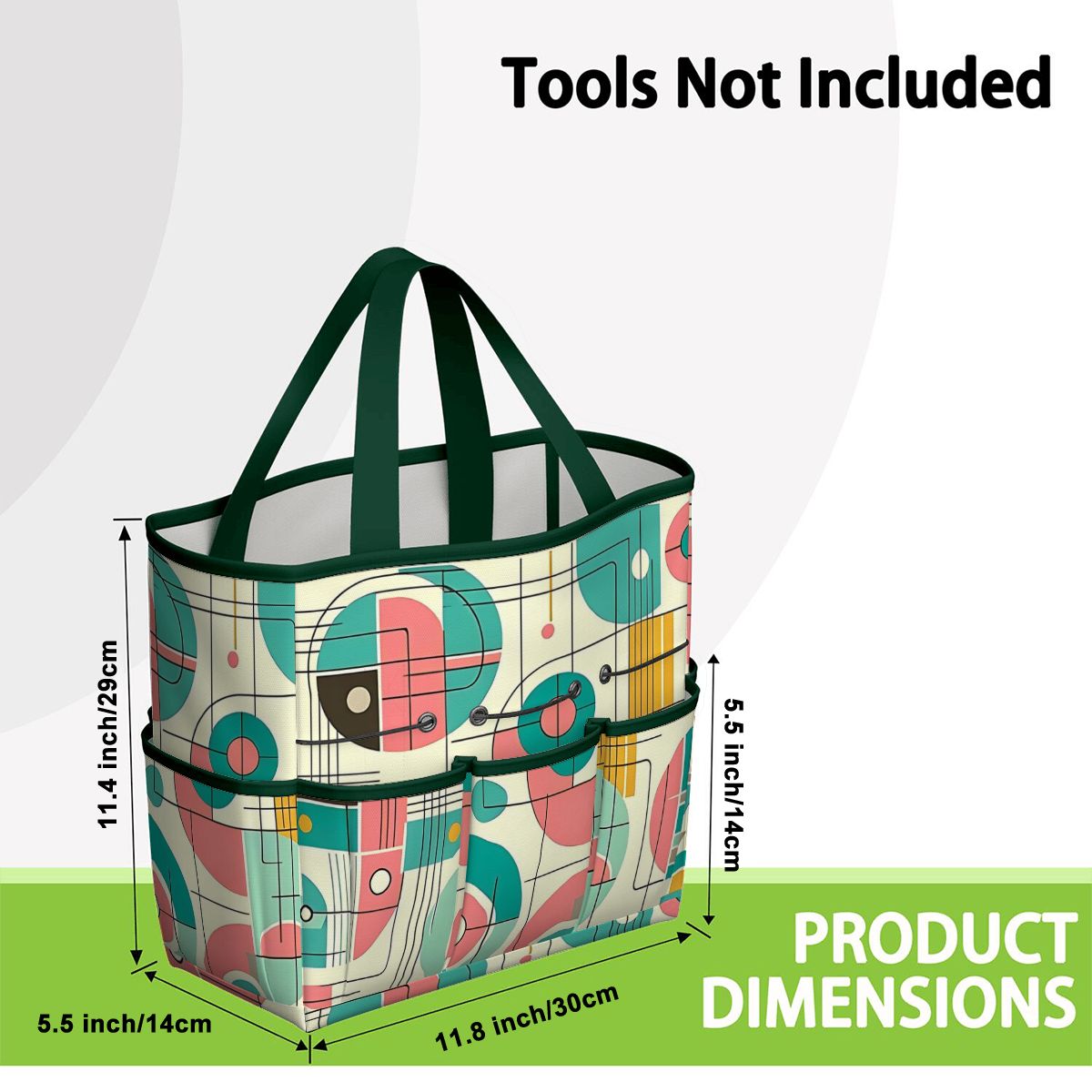 Mid Century Modern Bauhaus Designed Pink, Teal, Yellow Garden Tool Bag