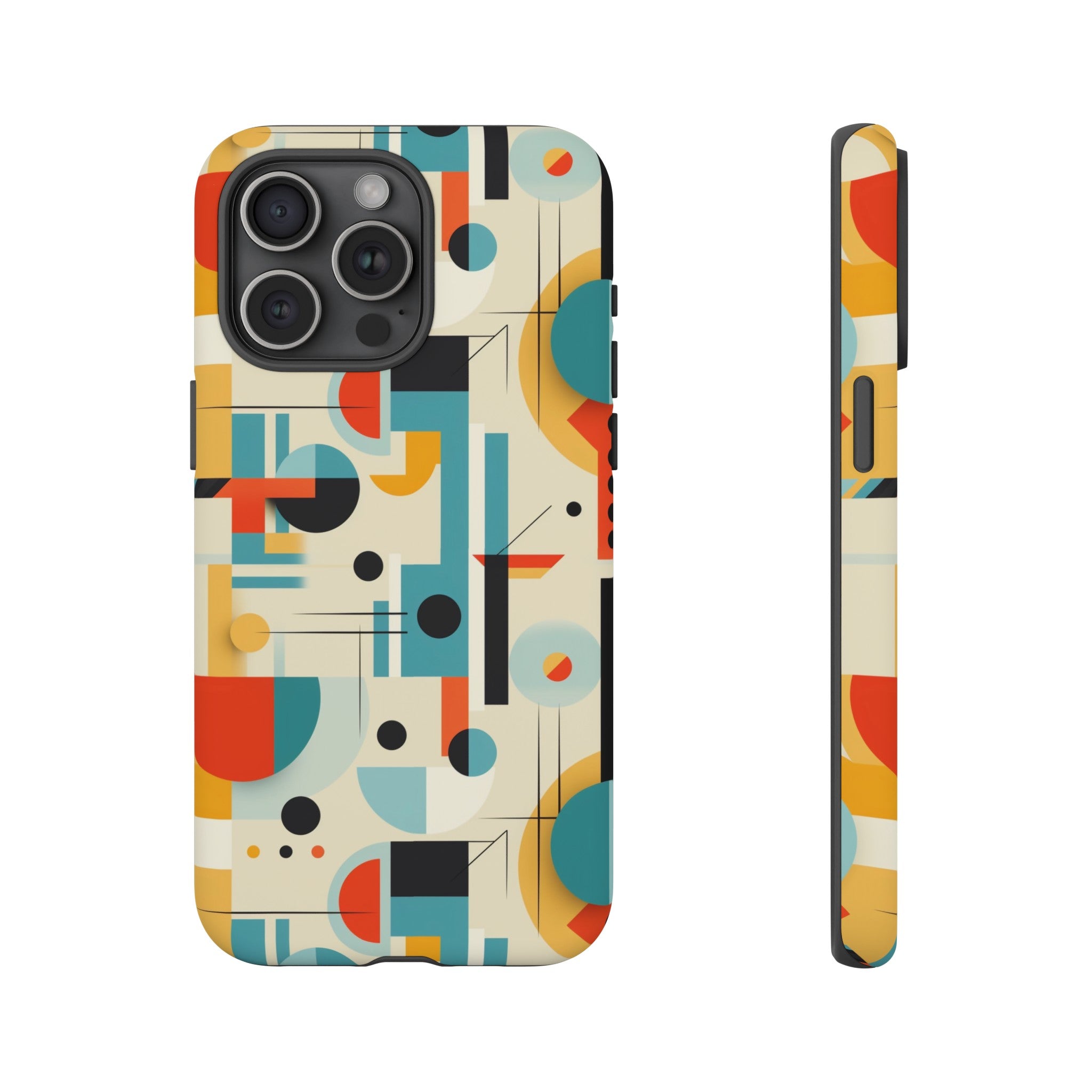 Bauhaus Designed Mid Mod Geometric Groovy Smart Phone, iPhone, Samsung Compatible Tough Cases