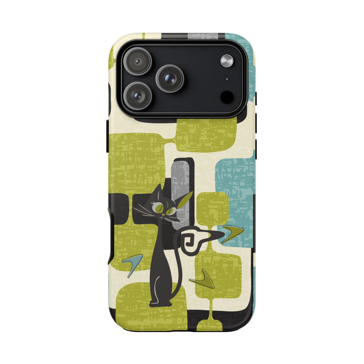 Mid Century Modern Geometric Kitschy Cat, Boomerang Retro Smart Phone Tough Cases