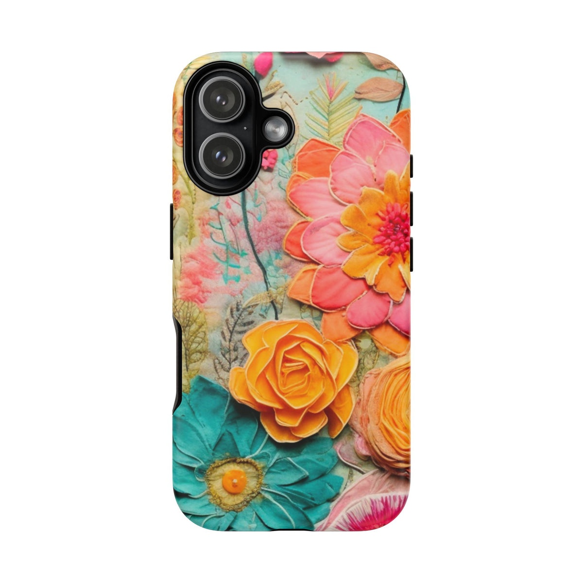 Boho Retro Floral Faux Pressed Flowers Smart Phone Tough Phone Cases