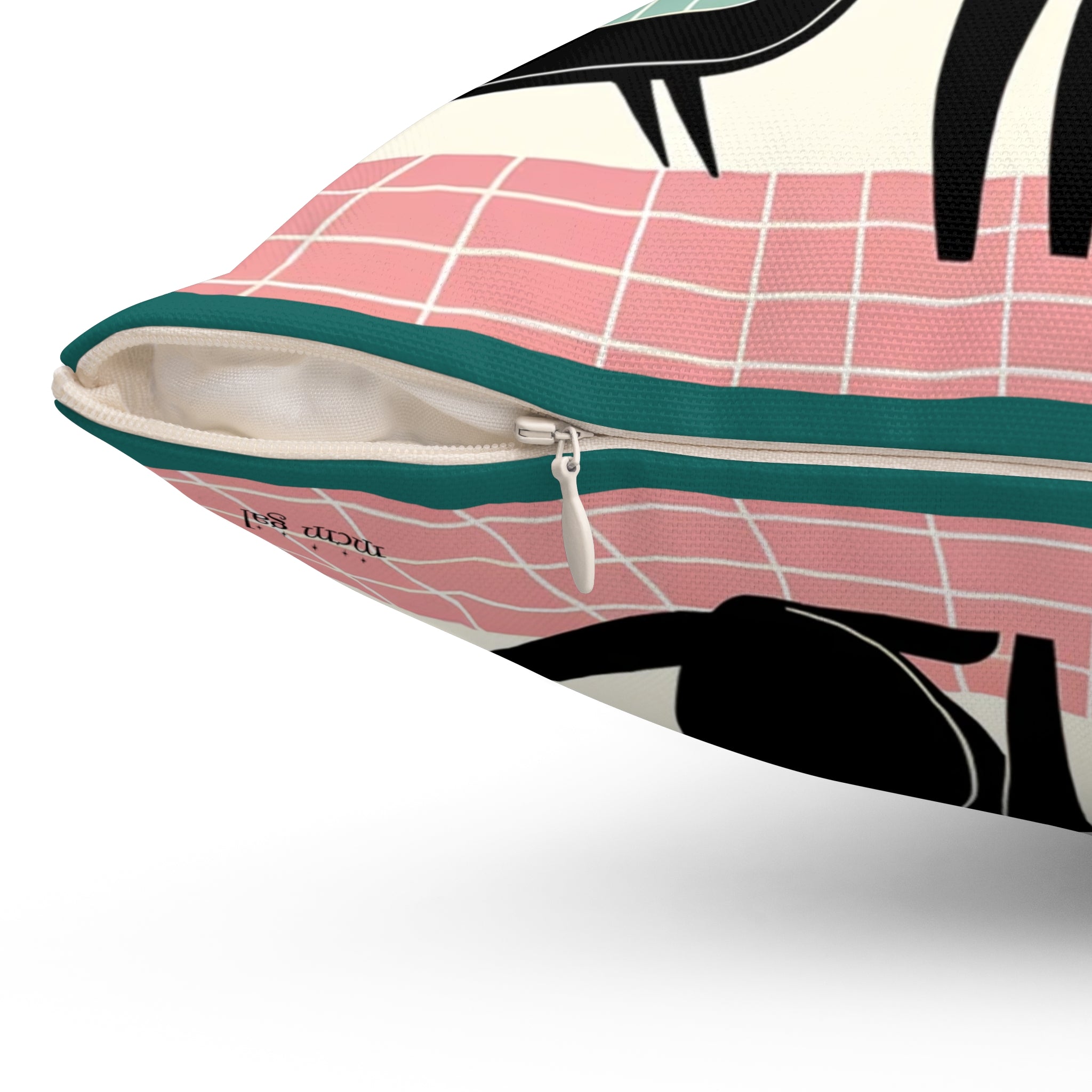Mid Mod Atomic Cat Kitschy Throw Pillow Including Insert, MCM Home Decor - Mid Century Modern Gal