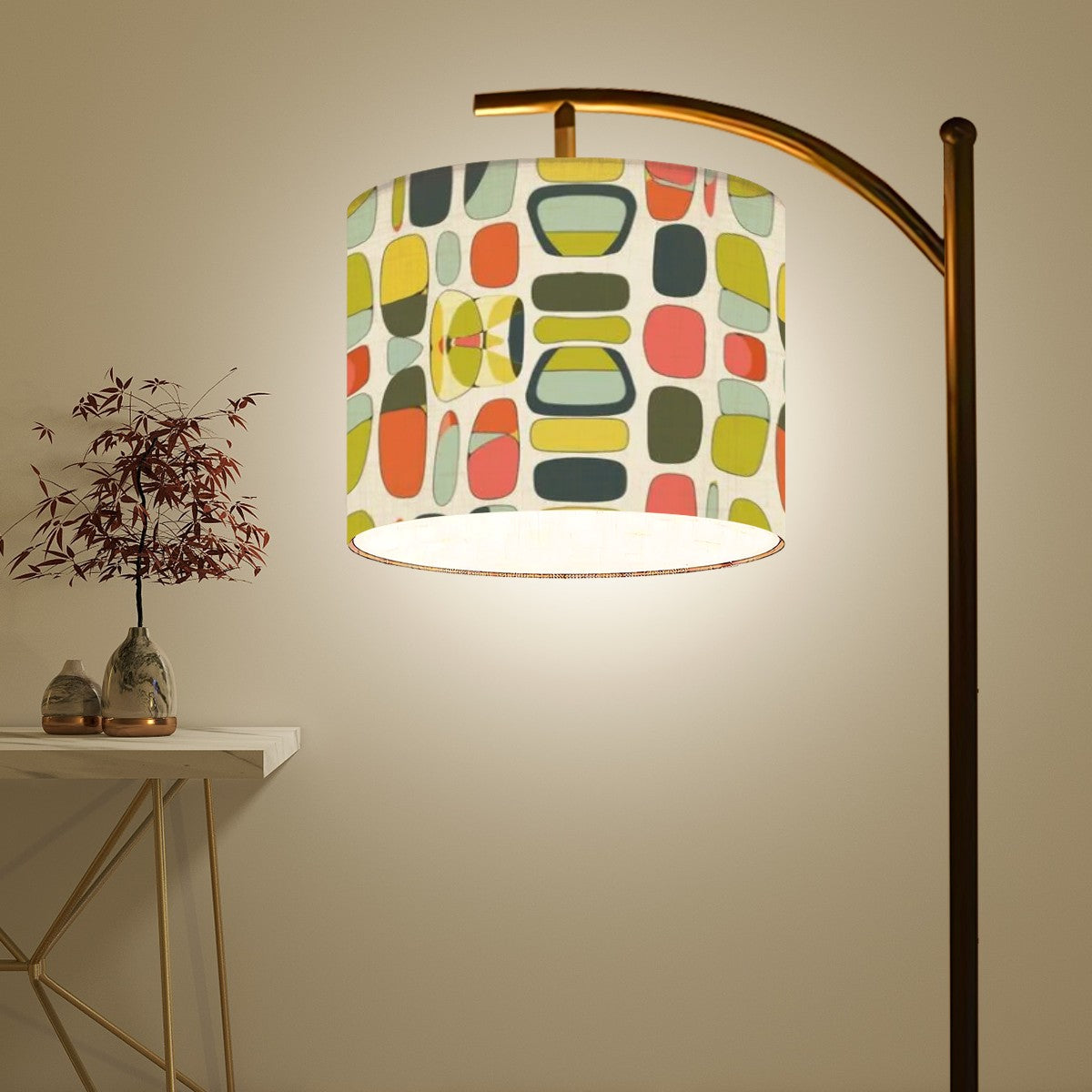 Mid Century Modern Designed Arc Floor Lamp With Geometric Mod Design - Mid Century Modern Gal