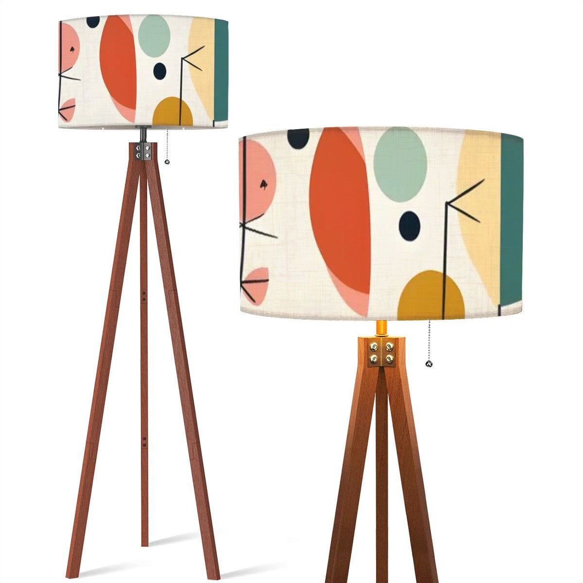 Mid Century Modern Wood Tripod Lamp With Abstract Mod Floor Lighting - Mid Century Modern Gal
