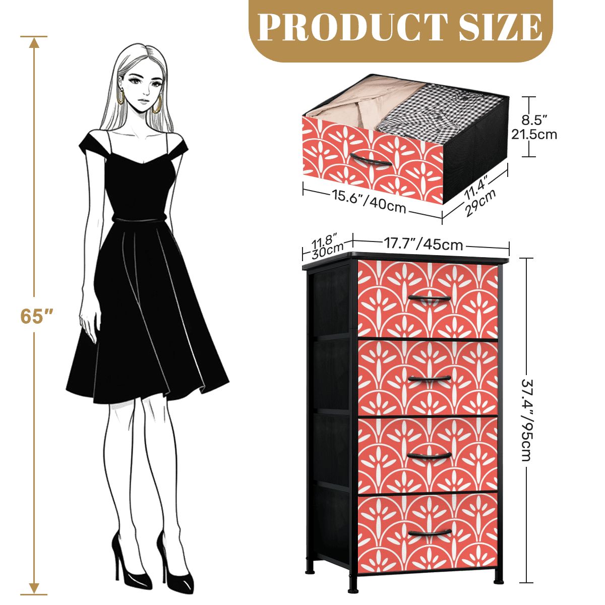 Mid Century Modern Stylish Art Deco Coral and White MCM 4-Drawer Dresser - Mid Century Modern Gal