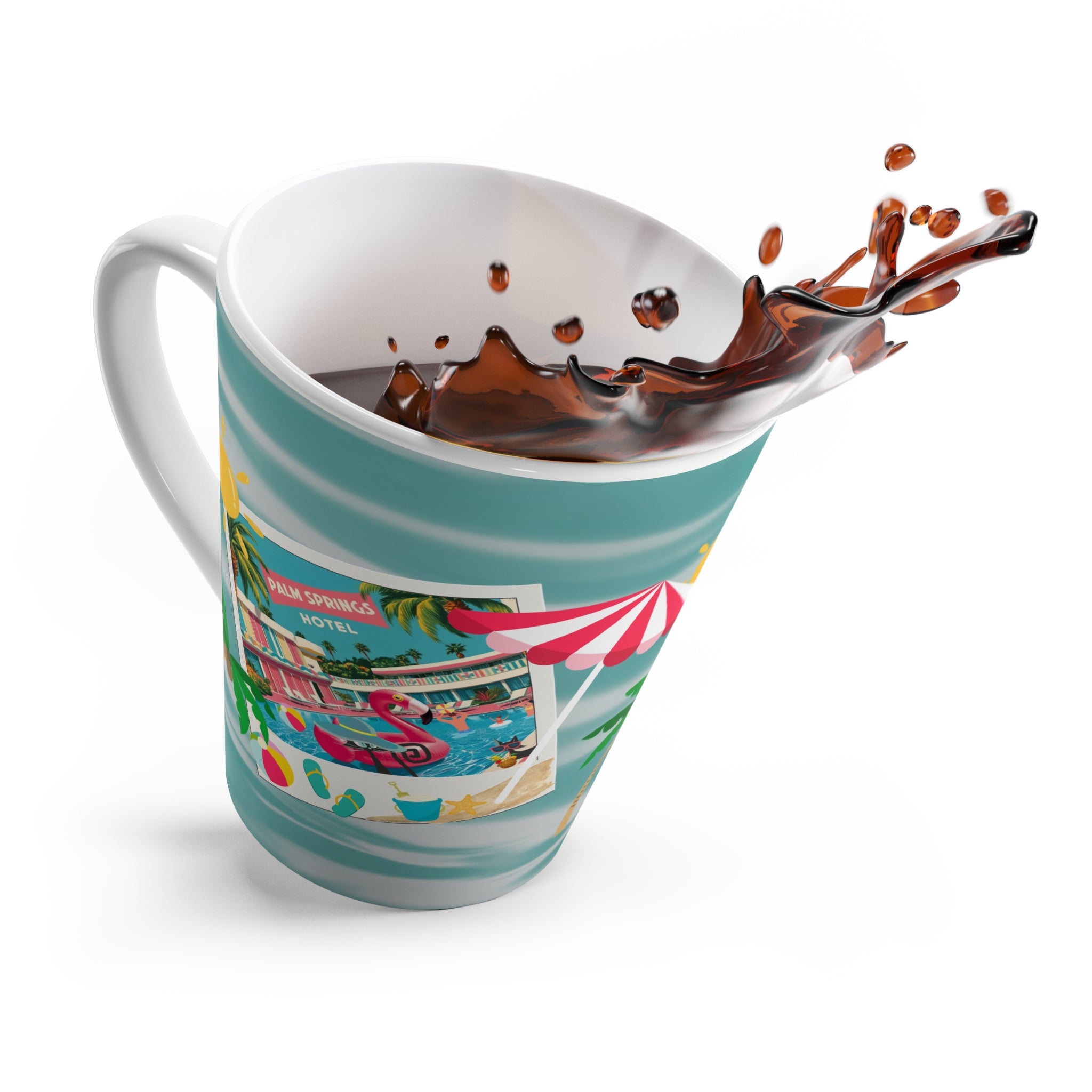 Atomic Cats, Kitschy Flaminogo Retro Palm Springs Latte Mug – Perfect for Summer Sips and Chill Vibes - Mid Century Modern Gal