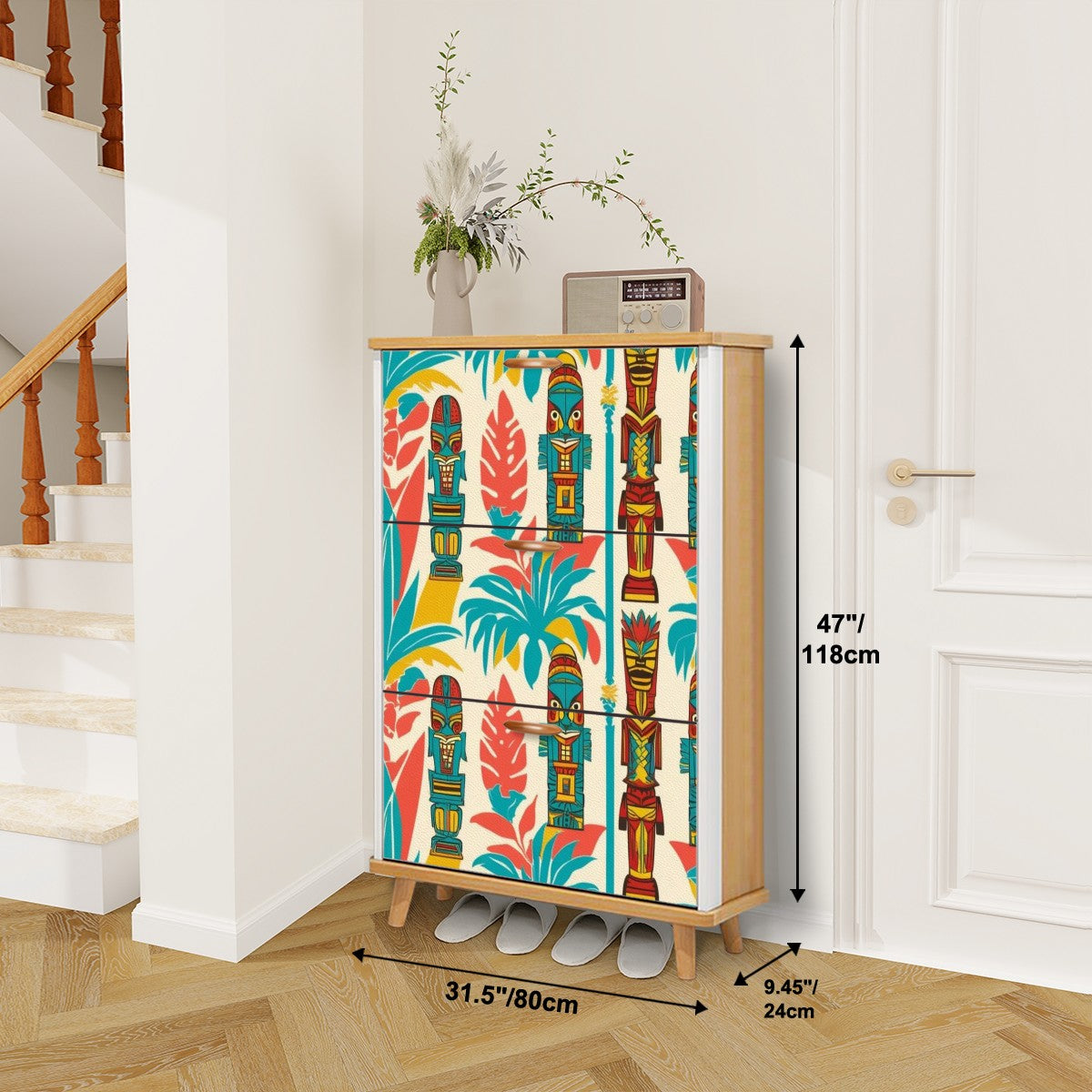 Mid Century Modern Tiki Idol, Retro Mid Mod Shoe Cabinet - Mid Century Modern Gal