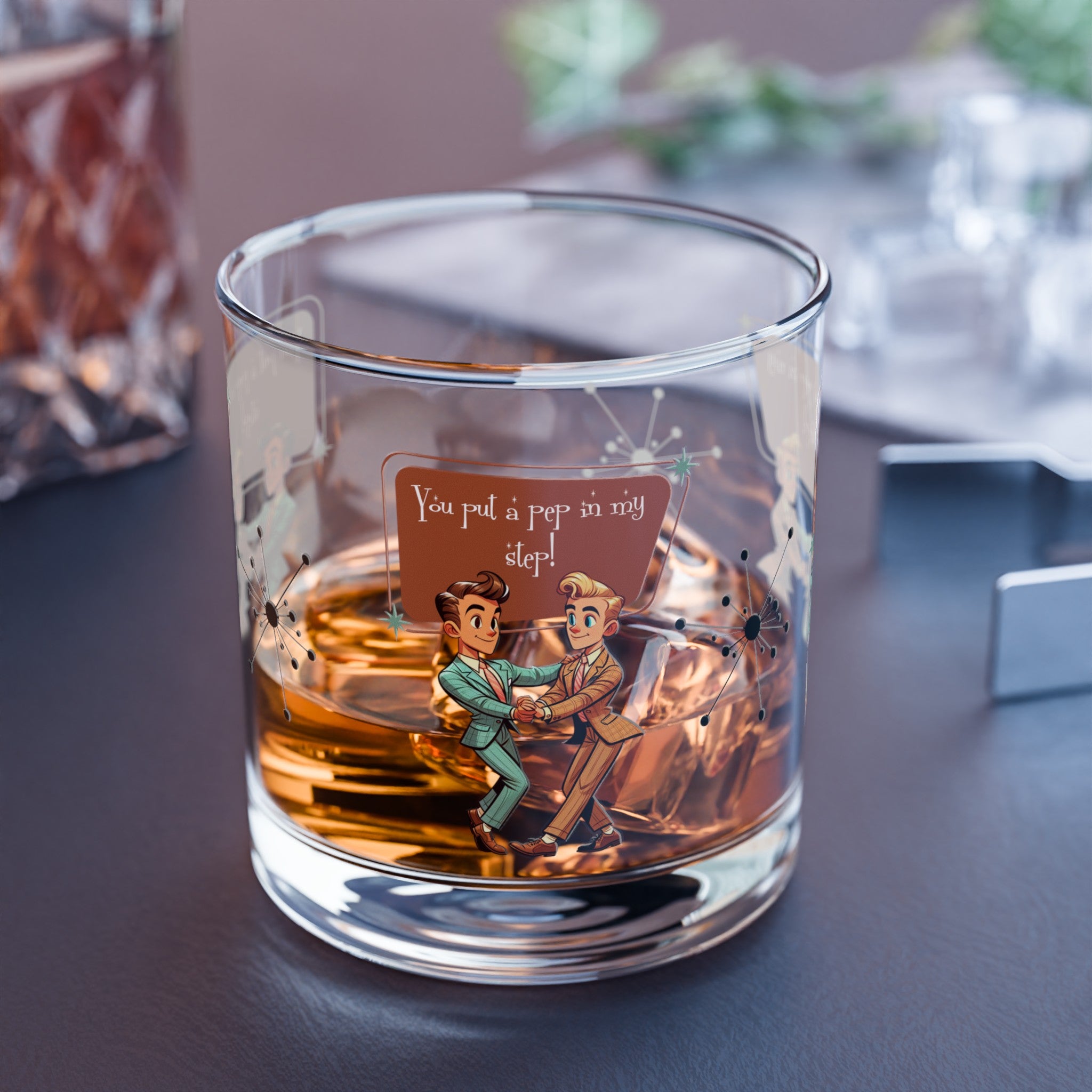 Mid Century Modern Dapper Gentleman Male Gay Couple, You Put A Pep In My Step Cocktail Rock Glass, 10oz - Mid Century Modern Gal