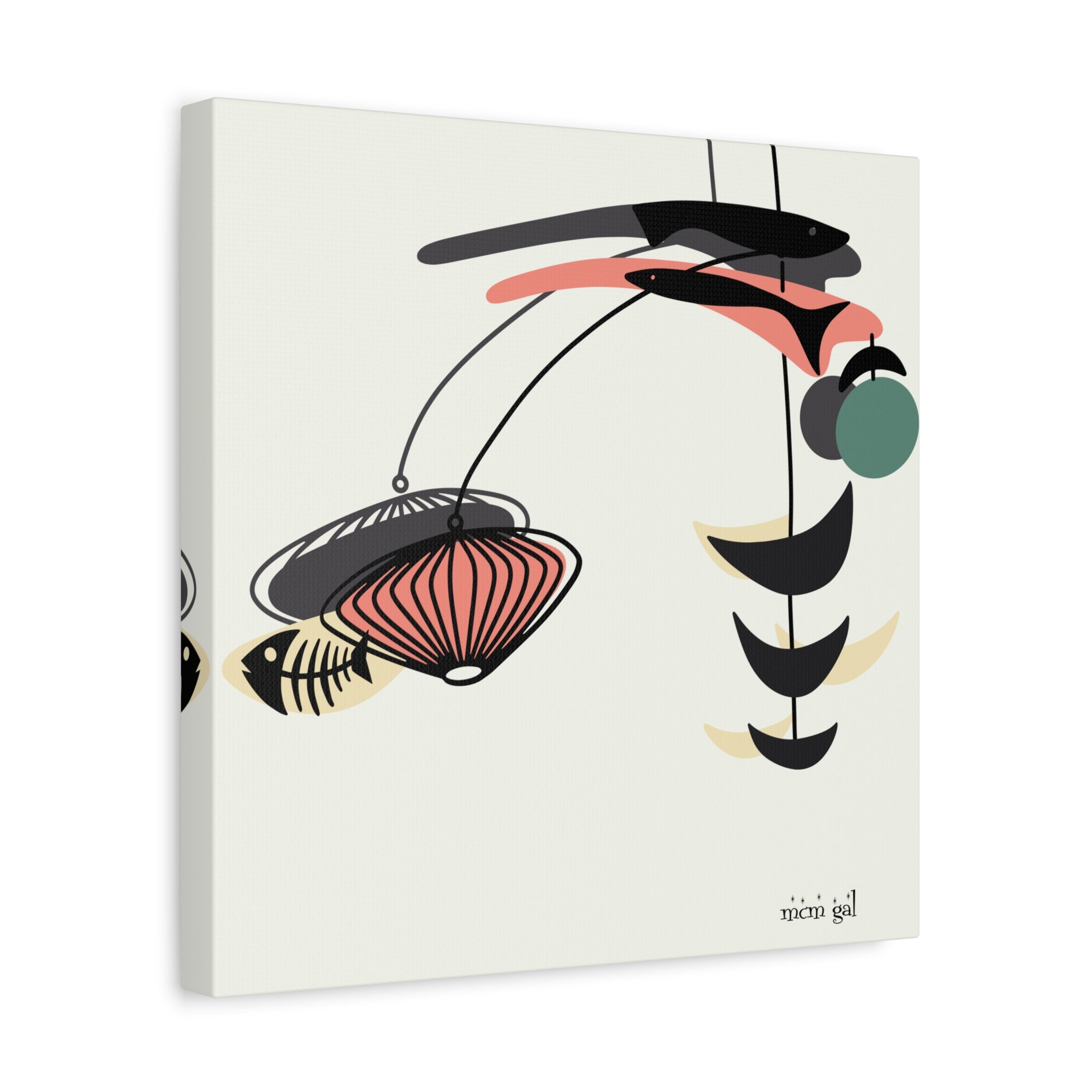Mid Century Modern Fish Art, Modern Abstract Wall Art Canvas - Mid Century Modern Gal
