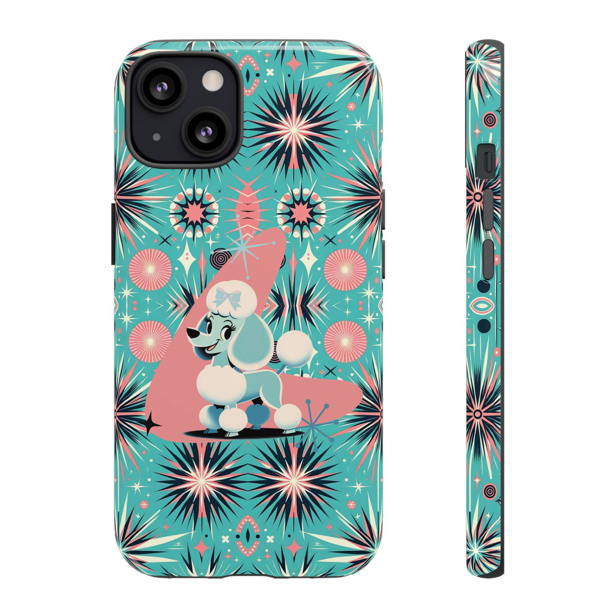 1950s Mid Century Modern Atomic Pink, Poodle Retro Smart Phone Tough Cases - Mid Century Modern Gal