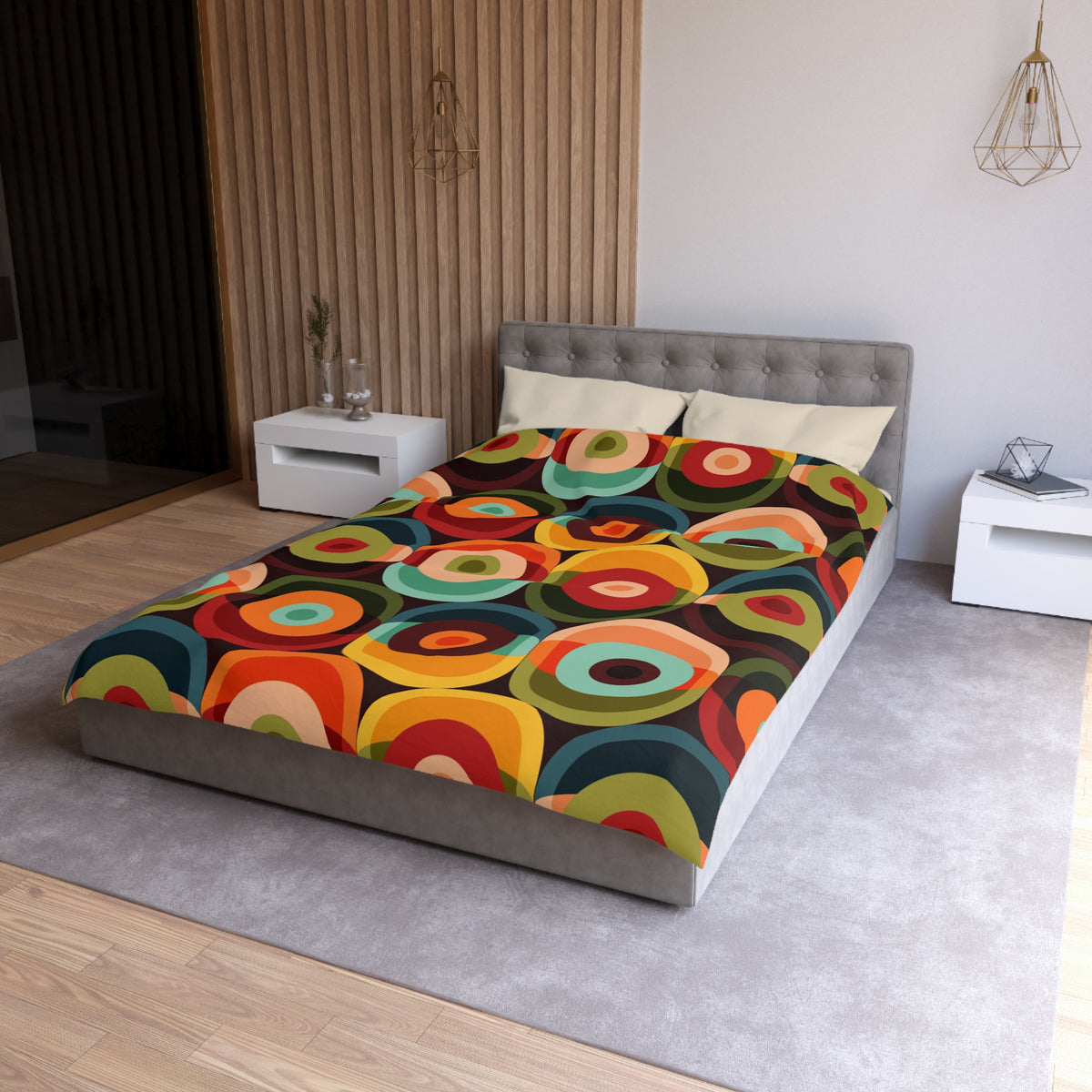 60's 70s Retro Groovy Circles, Hipster Home Decor, Mid Mod, MCM Duvet Cover - Mid Century Modern Gal