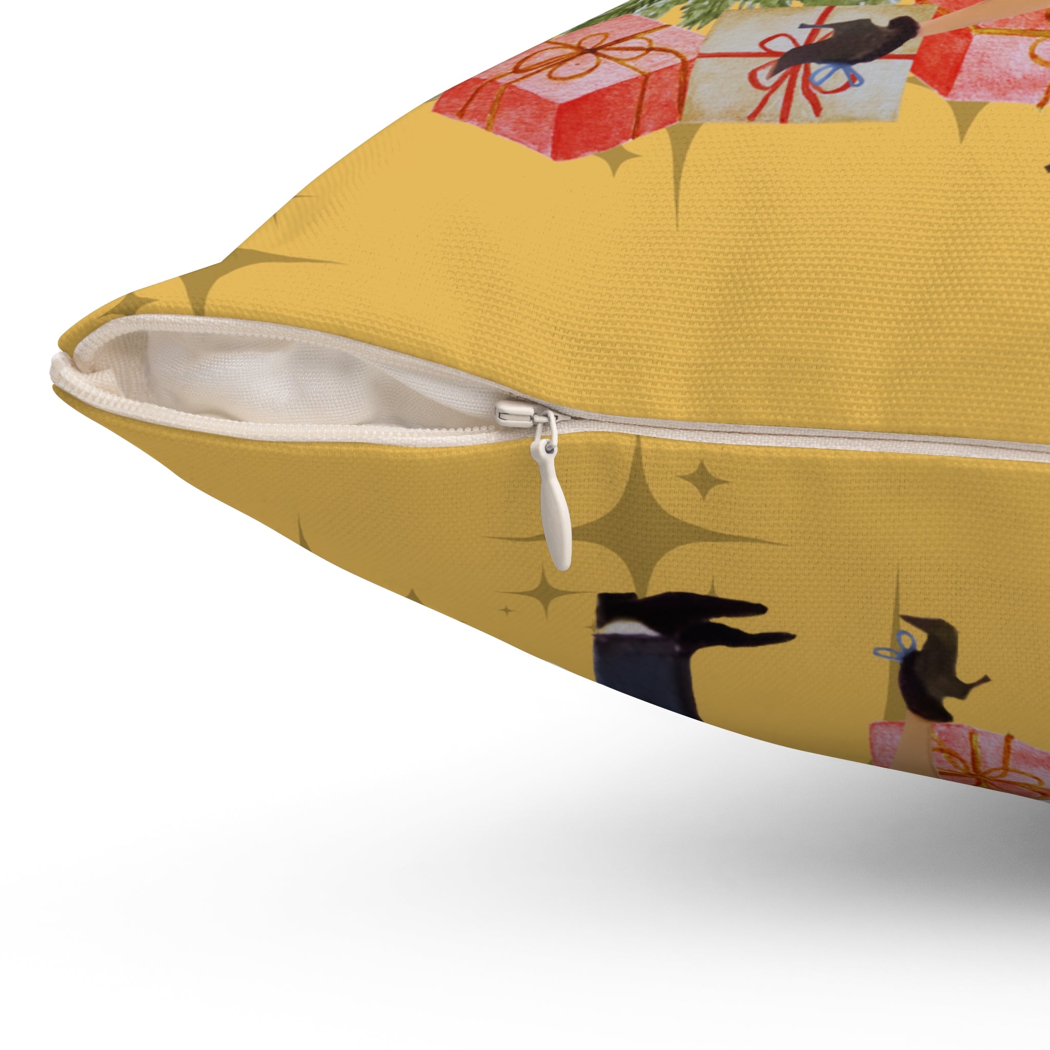 Retro Holiday Kitsch, Merry Christmas Decorative Pillow - Retro Holiday Throw Cushion - Mid Century Modern Gal