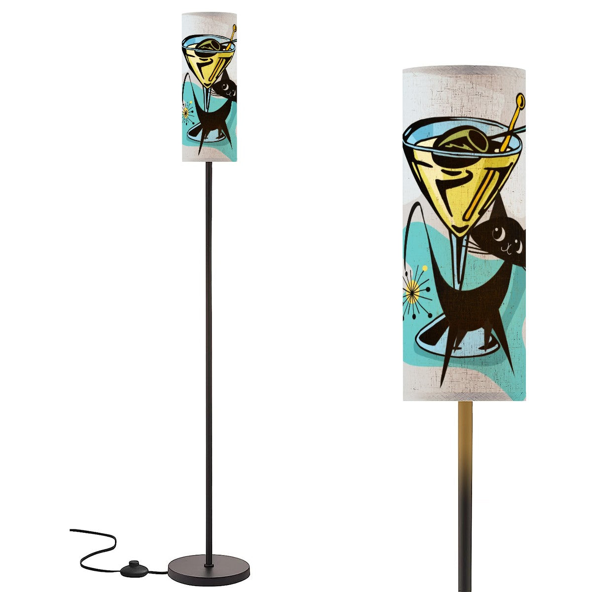 Atomic Cat Martini Bar Mid Century Modern Floor Lamp - Mid Century Modern Gal