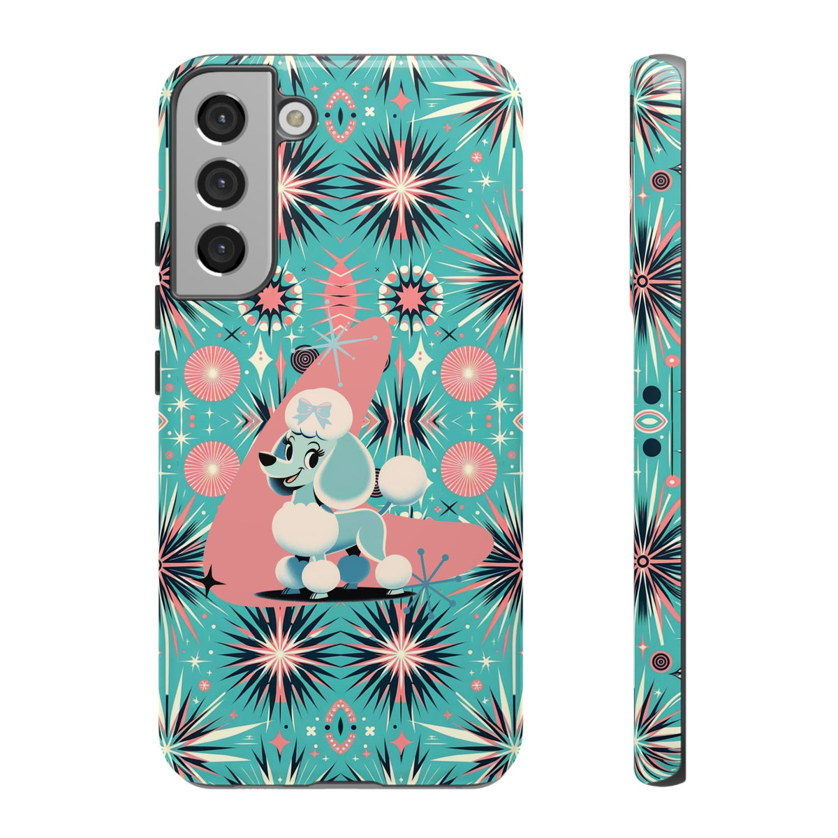1950s Mid Century Modern Atomic Pink, Poodle Retro Smart Phone Tough Cases