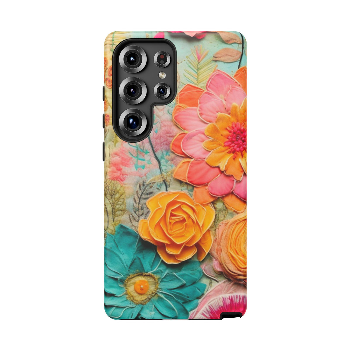 Boho Retro Floral Faux Pressed Flowers Smart Phone Tough Phone Cases