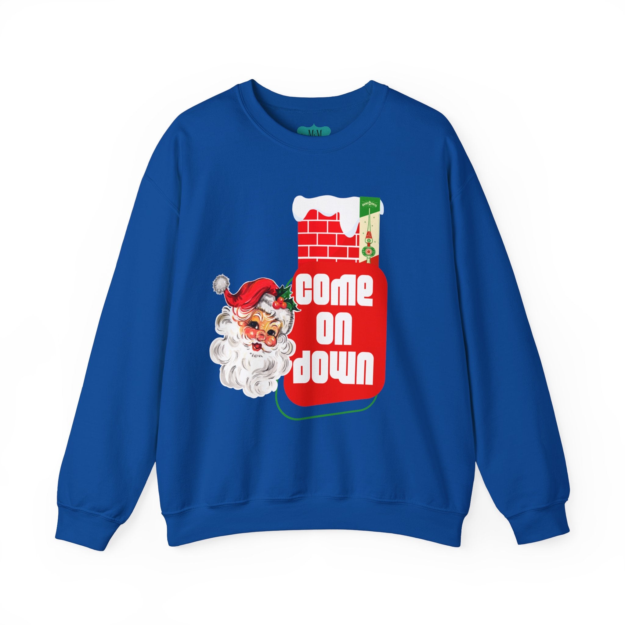 Vintage Santa, Kitschy Mid Century Modern Quirky Christmas Unisex Crewneck Holiday Sweatshirt - Mid Century Modern Gal
