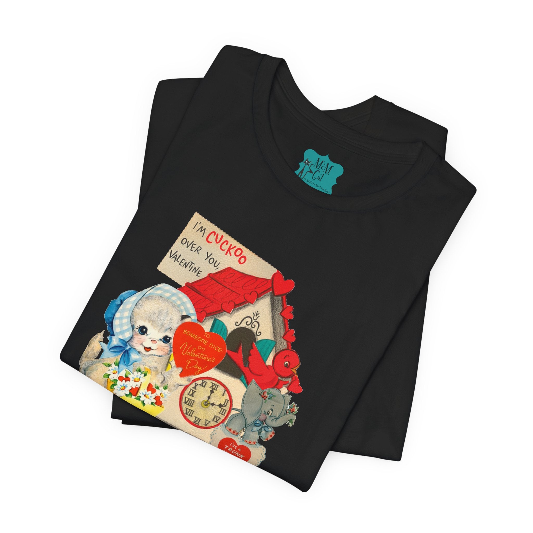 Vintage Valentine Cards Tee, Kitschy Whimsical Love Short Sleeve Tee - Mid Century Modern Gal