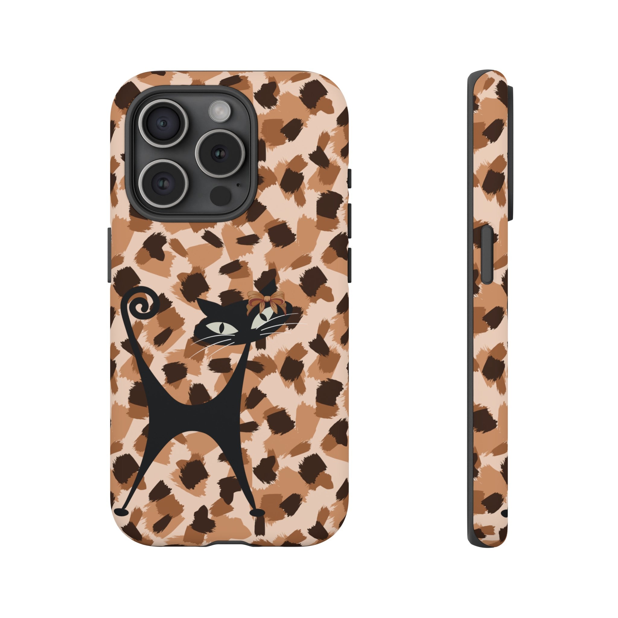 Mid Century Modern Atomic Cat, Animal Print Kitschy Trendy Smart Phone Tough Cases