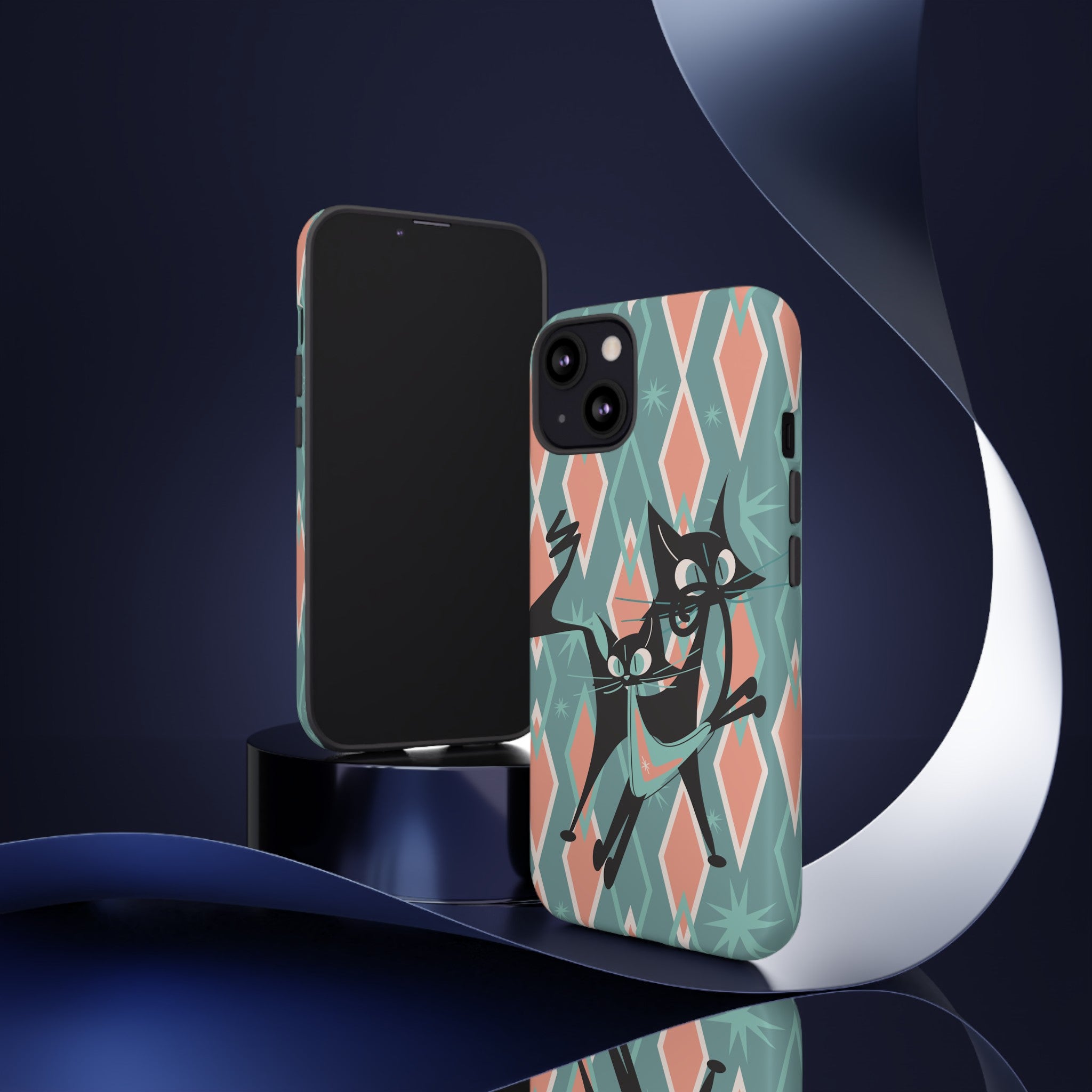Mid Mod Atomic Cat Kitschy Retro Chic Samsung, Smart Phone Tough Cases - Mid Century Modern Gal