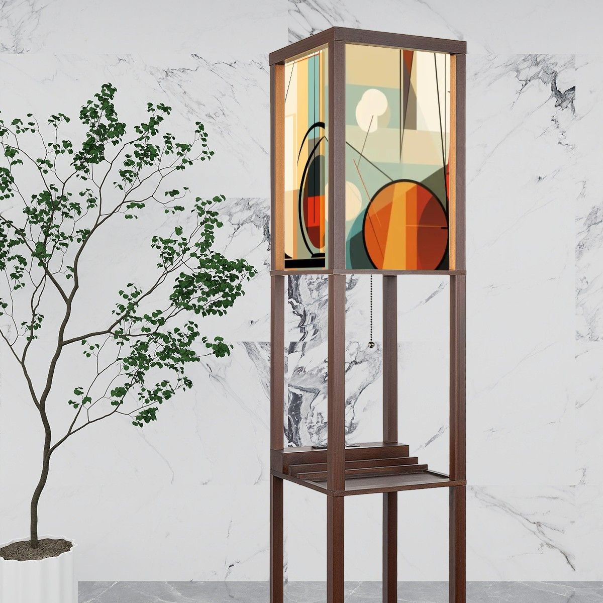 Mid Century Modern Geometric Bauhaus Designed MCM Floor Lamp With Shelves - Mid Century Modern Gal