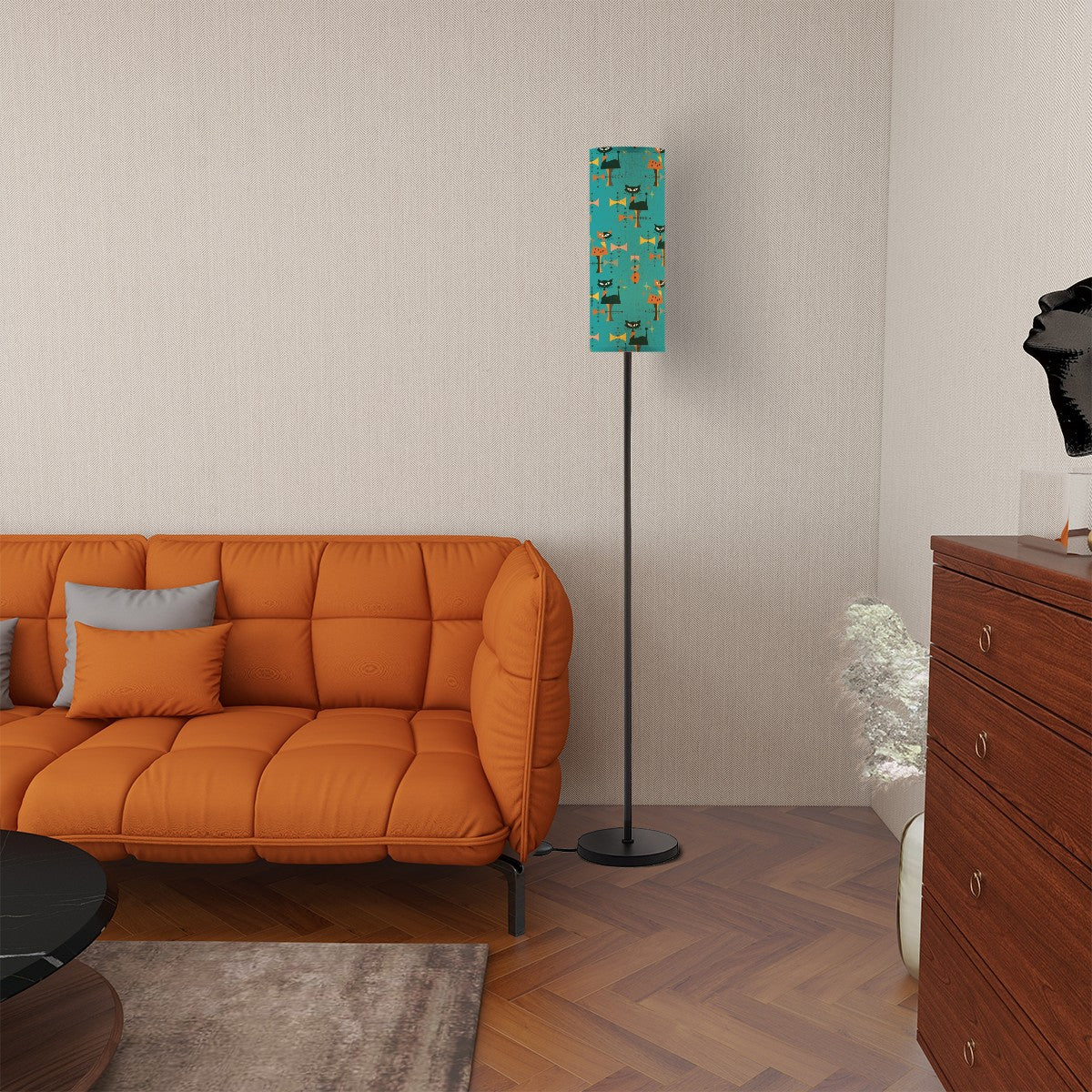 Mid Century Modern Designed Floor Lamp With Atomic Cats, Kitschy Mod Room Lighting - Mid Century Modern Gal