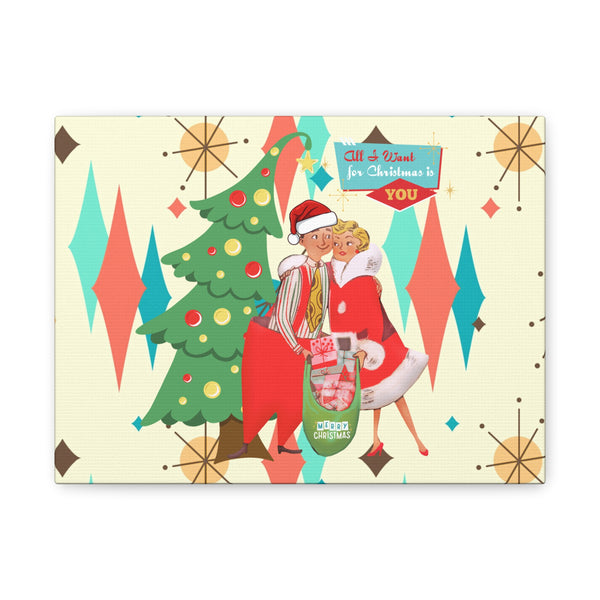Retro Holiday Mantel Wall Art Vintage Christmas Decor, Cute Couple Wall Art