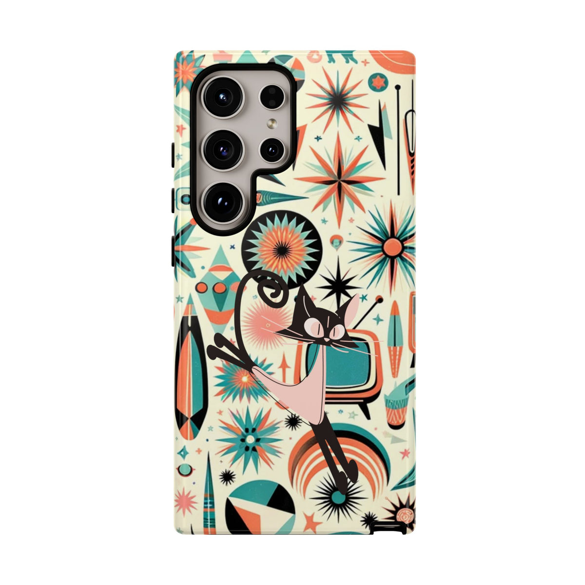 Atomic Kitty Boomerang Space Kitty Mid Century Modern Samsung, Smart Phone, Tough Cases