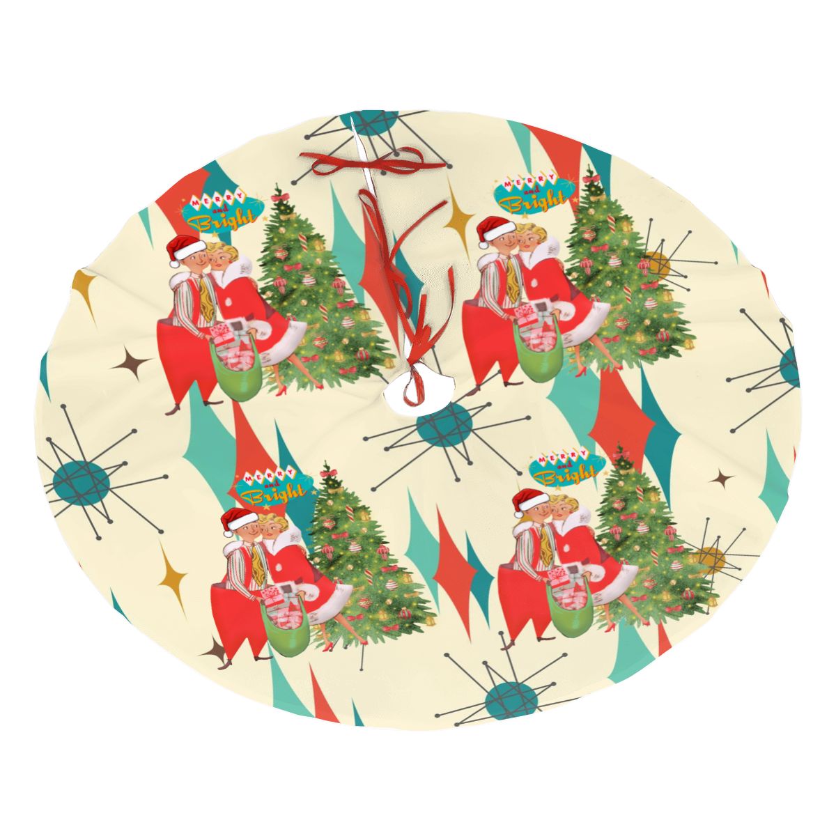 Mid Century Modern Kitschy Retro Vintage Christmas Tree Skirt - Mid Century Modern Gal