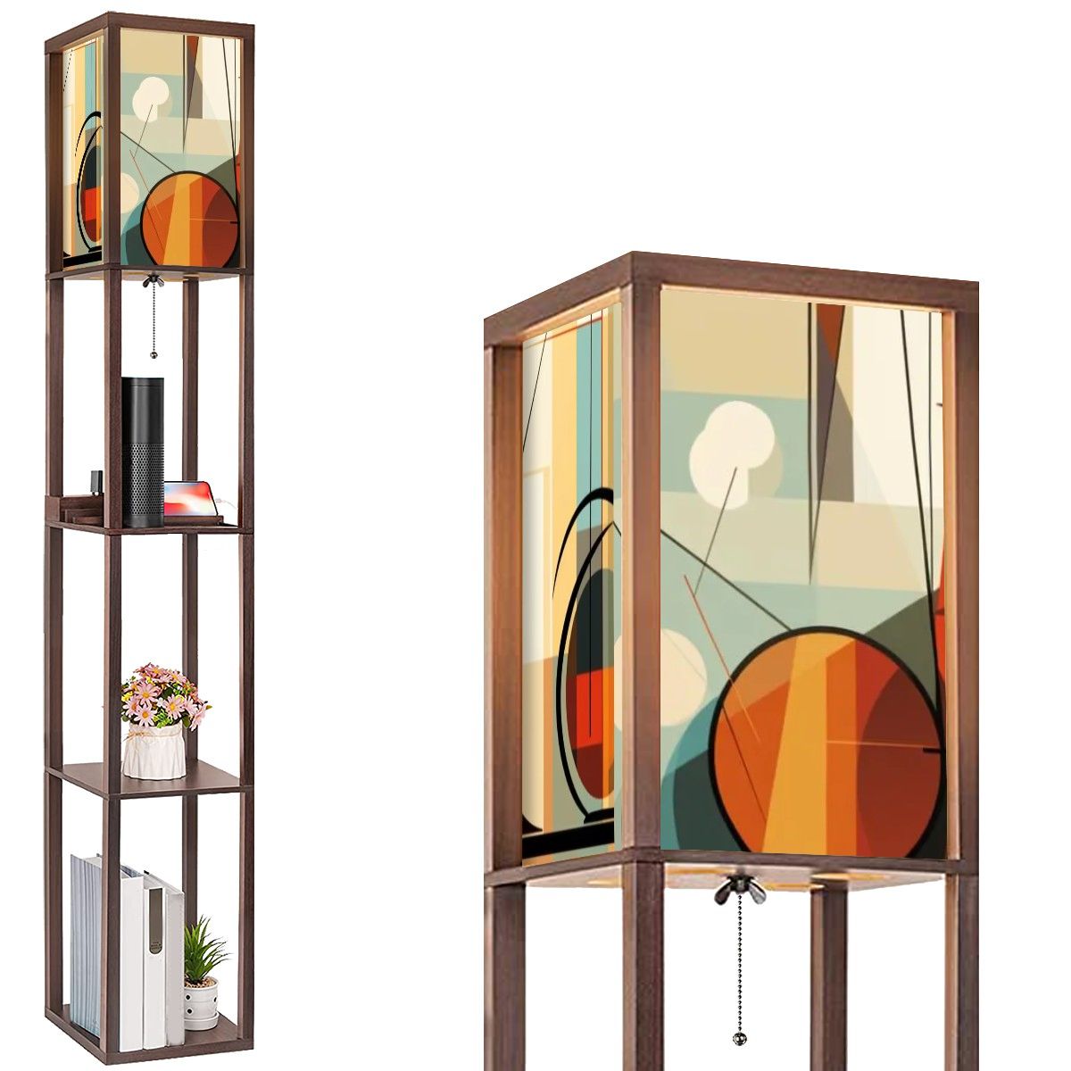 Mid Century Modern Geometric Bauhaus Designed MCM Floor Lamp With Shelves - Mid Century Modern Gal